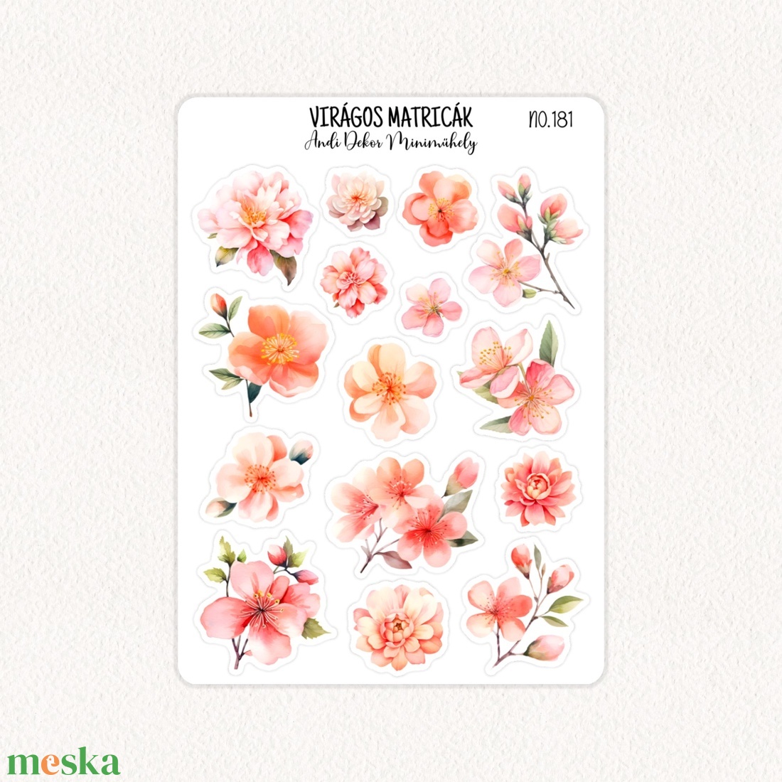 Virágos matricák No.181 - otthon & életmód - papír, írószer - matrica, matrica csomag - Meska.hu