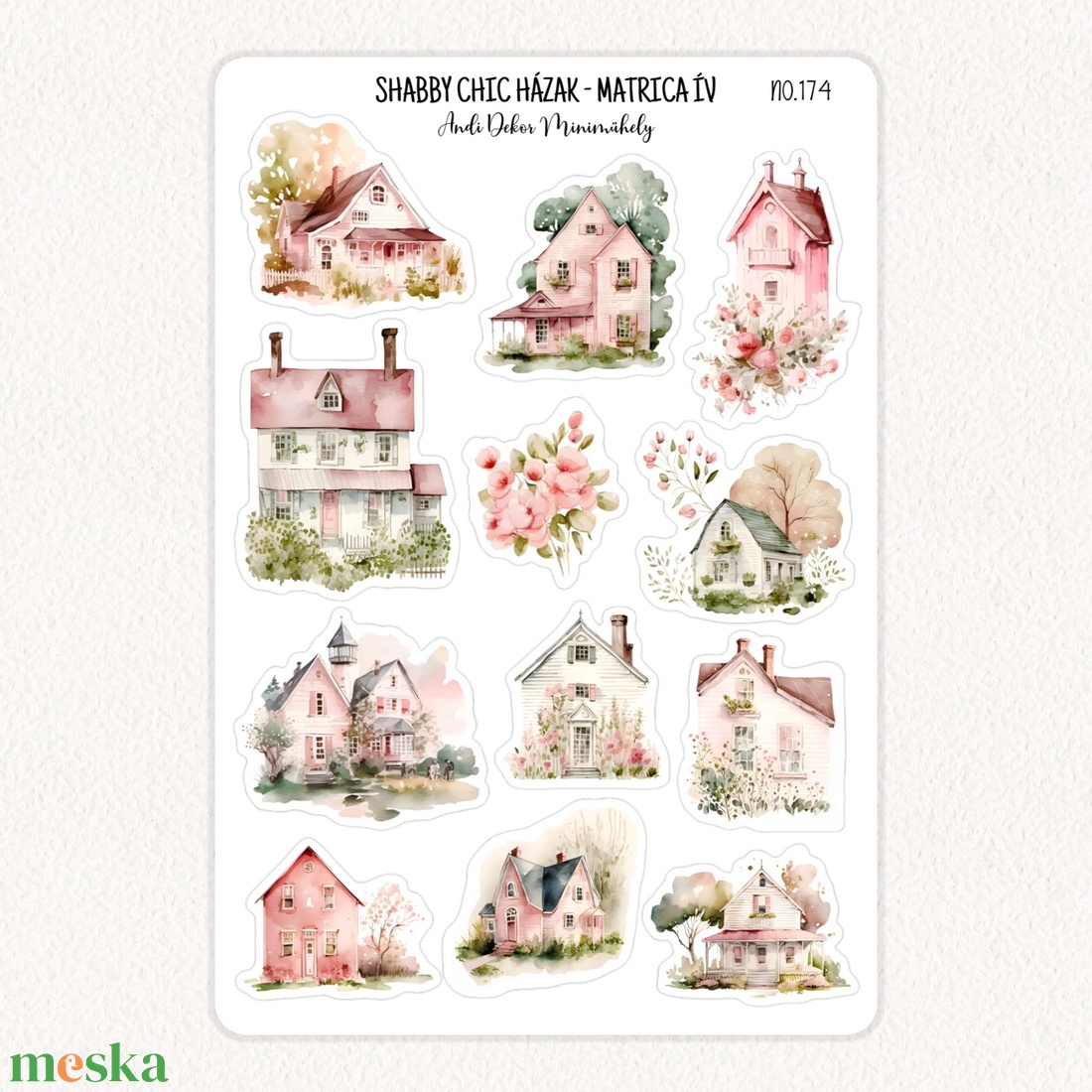 Shabby chic házak matrica ív No.174 - otthon & életmód - papír, írószer - matrica, matrica csomag - Meska.hu