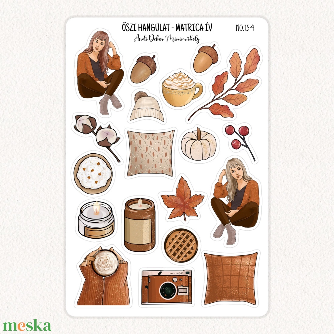 Őszi hangulat matrica ív No.154 - otthon & életmód - papír, írószer - matrica, matrica csomag - Meska.hu