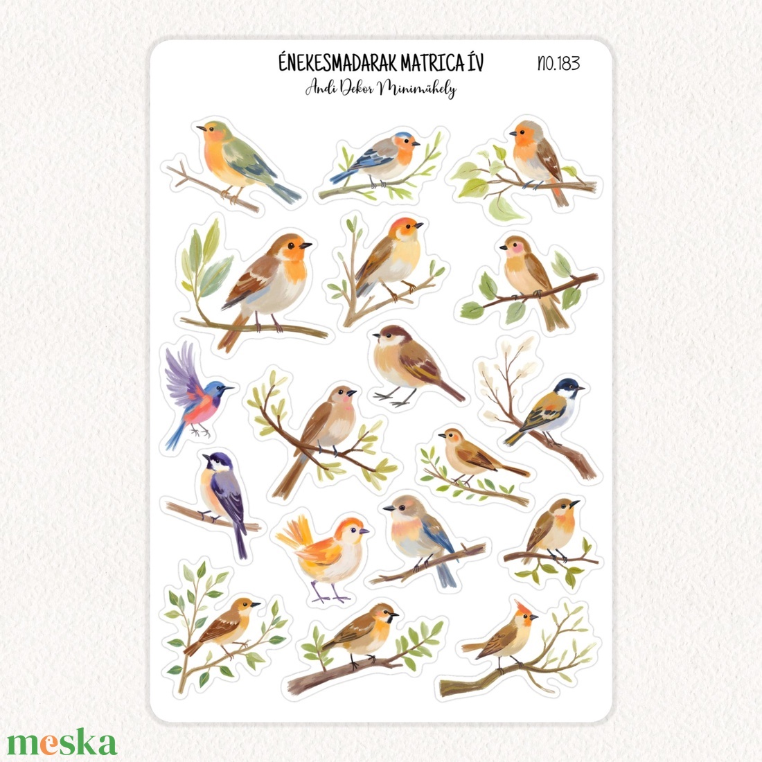 Énekesmadarak matrica ív No.183 - otthon & életmód - papír, írószer - matrica, matrica csomag - Meska.hu
