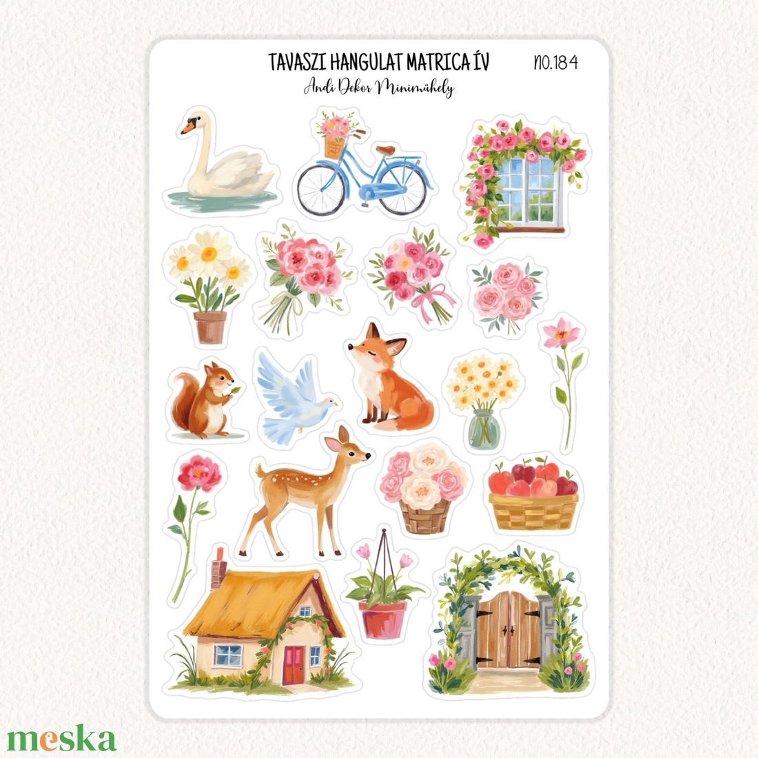 Tavaszi hangulat matrica ív No.184 - otthon & életmód - papír, írószer - matrica, matrica csomag - Meska.hu