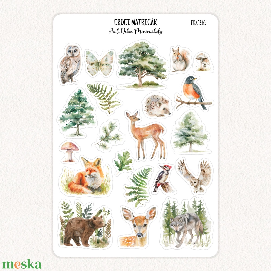 Erdei matricák No.186 - otthon & életmód - papír, írószer - matrica, matrica csomag - Meska.hu
