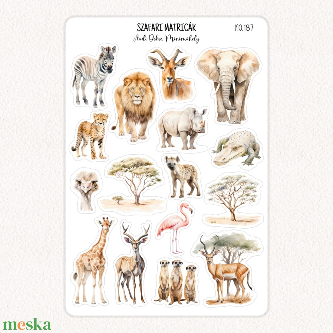 Szafari matricák No.187 - otthon & életmód - papír, írószer - matrica, matrica csomag - Meska.hu