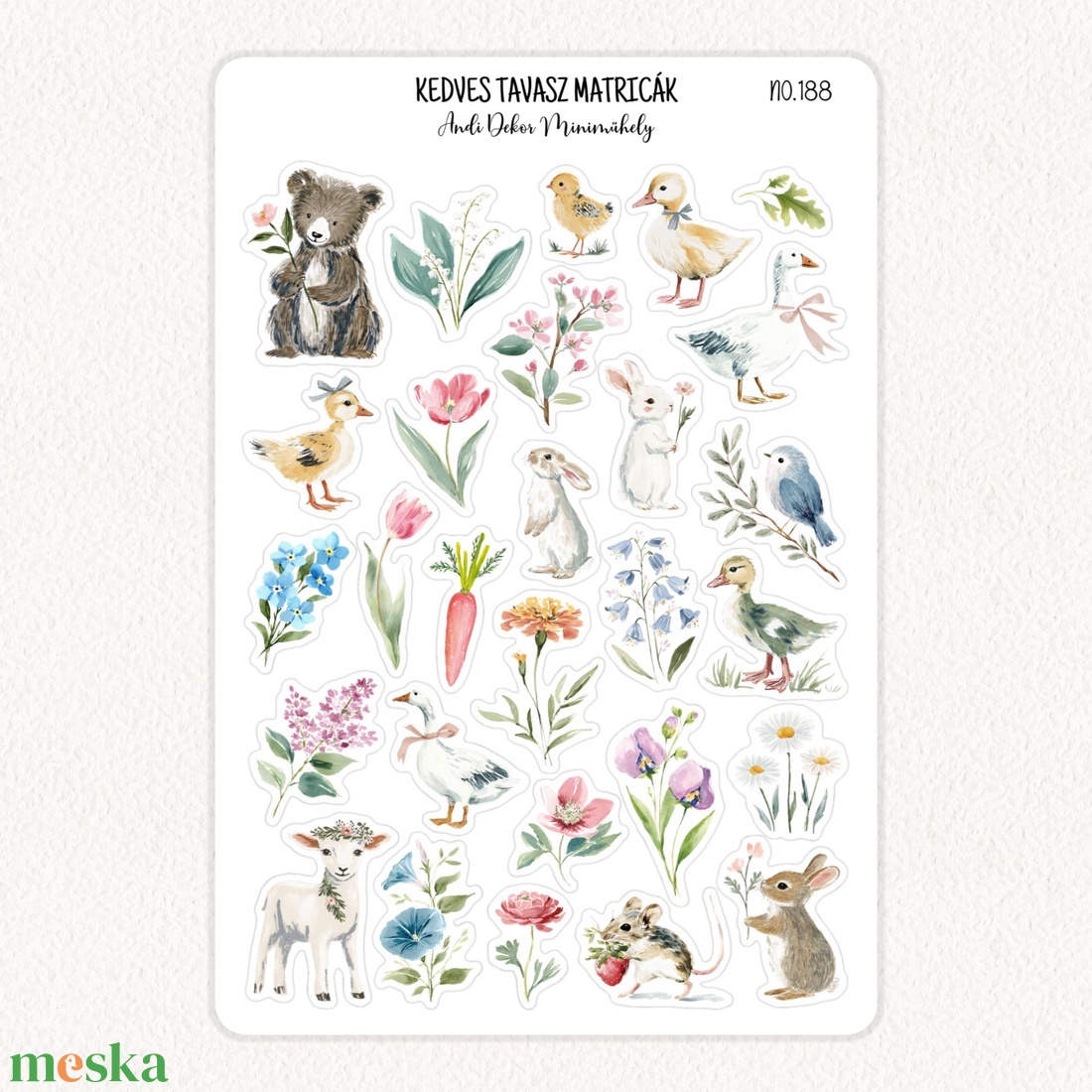 Kedves tavasz matricák No.188 - otthon & életmód - papír, írószer - matrica, matrica csomag - Meska.hu