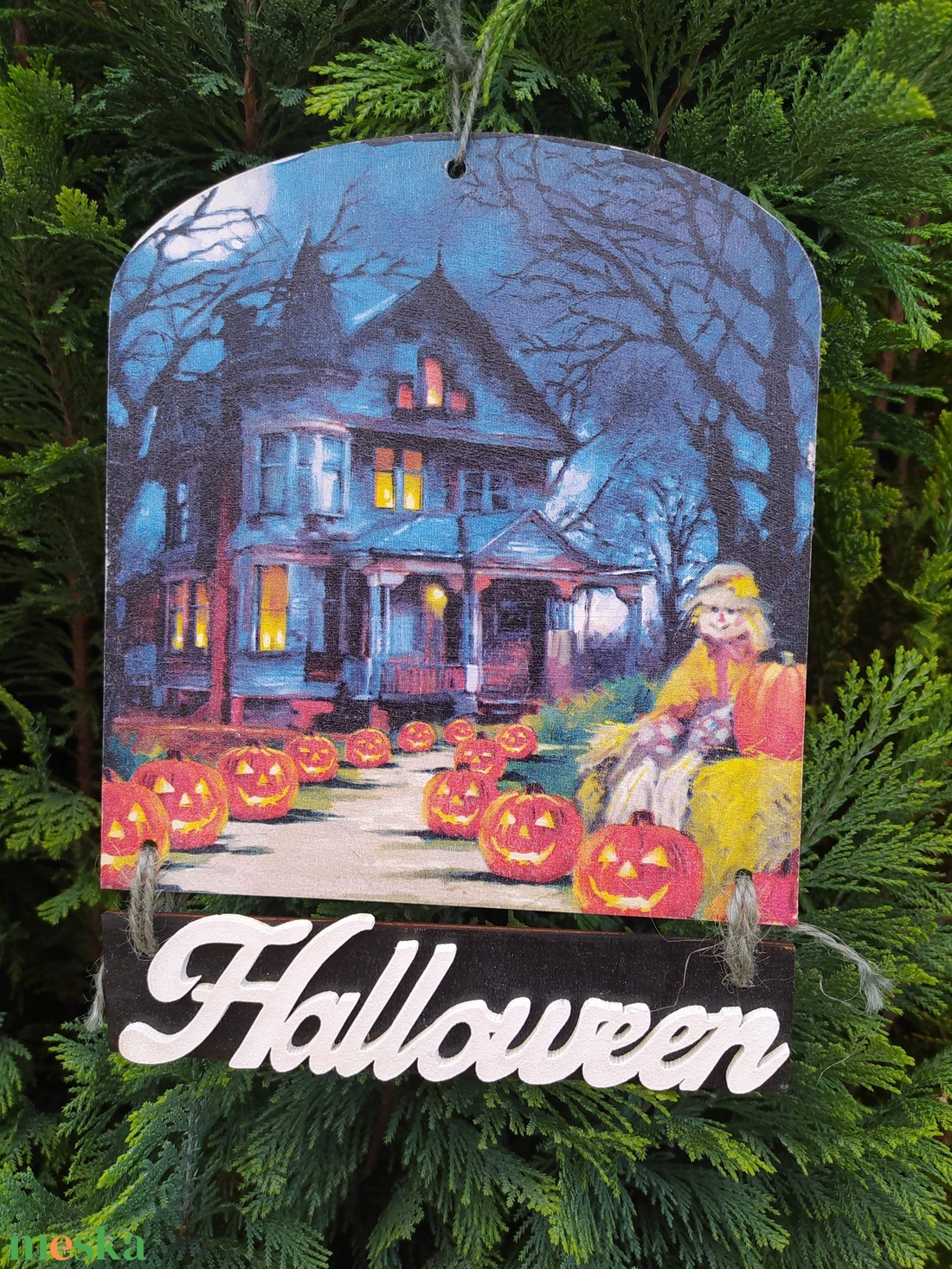 halloweeni ajtódísz- sütőtökös - otthon & életmód - dekoráció - halloween - halloweeni ajtódíszek és ablakdíszek - Meska.hu