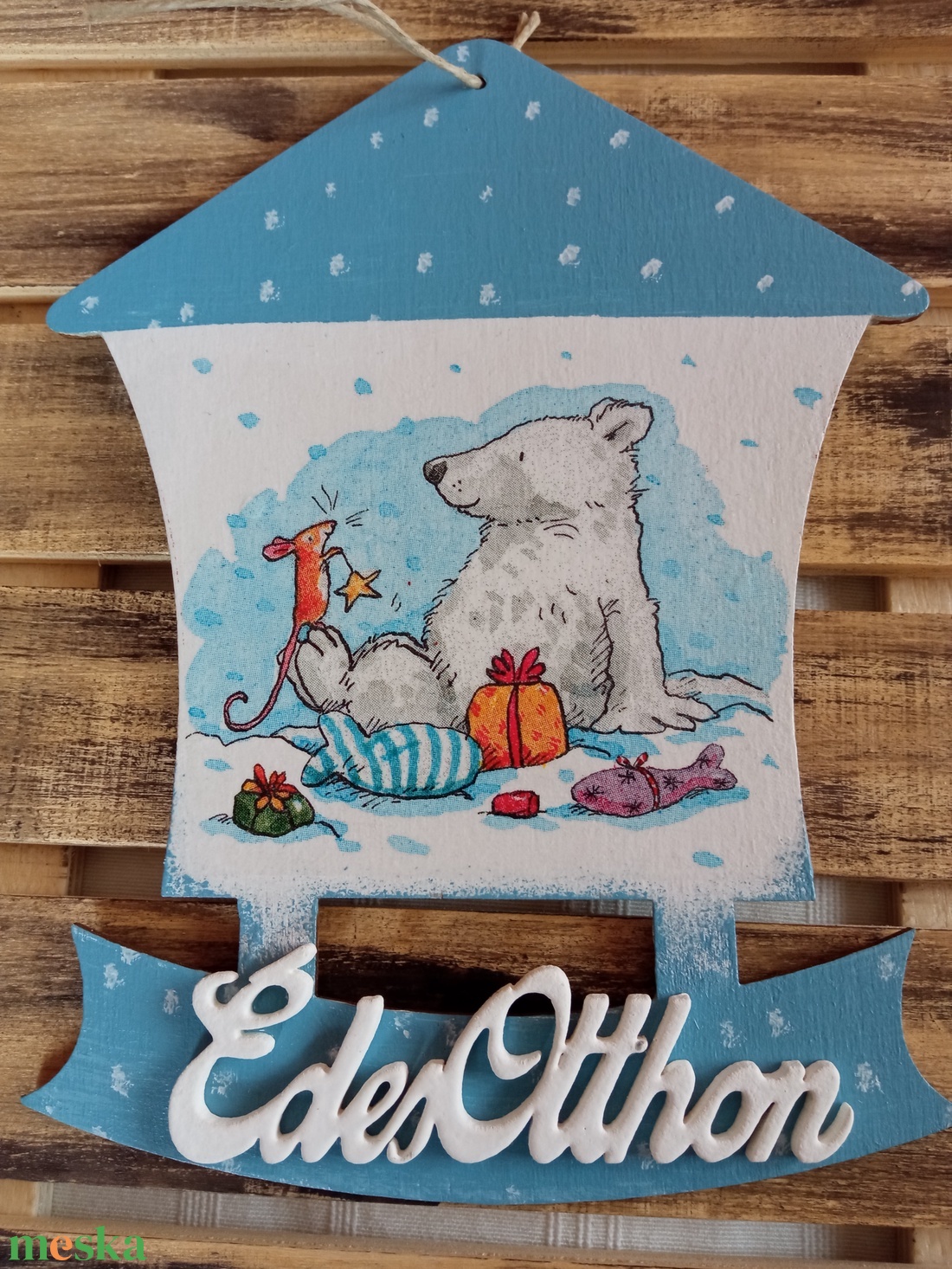 Jegesmaci karácsonyi ajtódísz  - karácsony - karácsonyi lakásdekoráció - karácsonyi ajtódíszek - Meska.hu