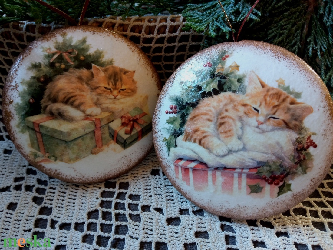 Lusta  cicák-retro karácsonyfadísz - karácsony - karácsonyi lakásdekoráció - karácsonyfadíszek - Meska.hu