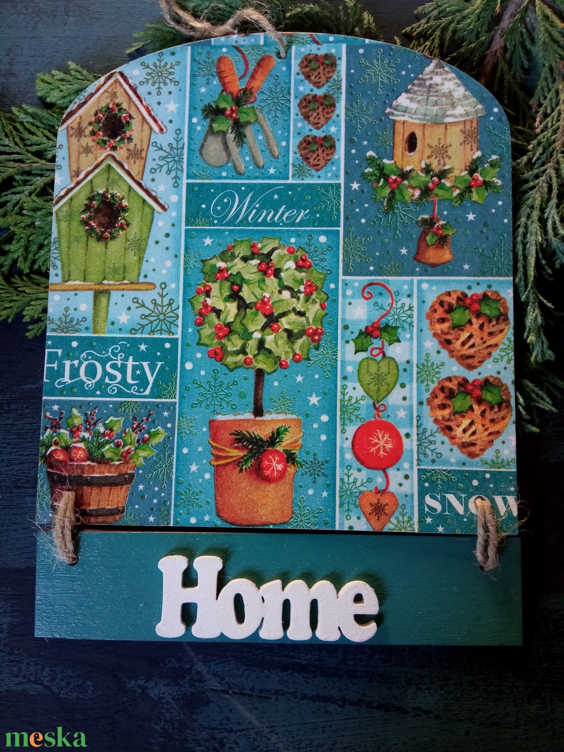 Madáretetős- ajtódísz - karácsony - karácsonyi lakásdekoráció - karácsonyi ajtódíszek - Meska.hu