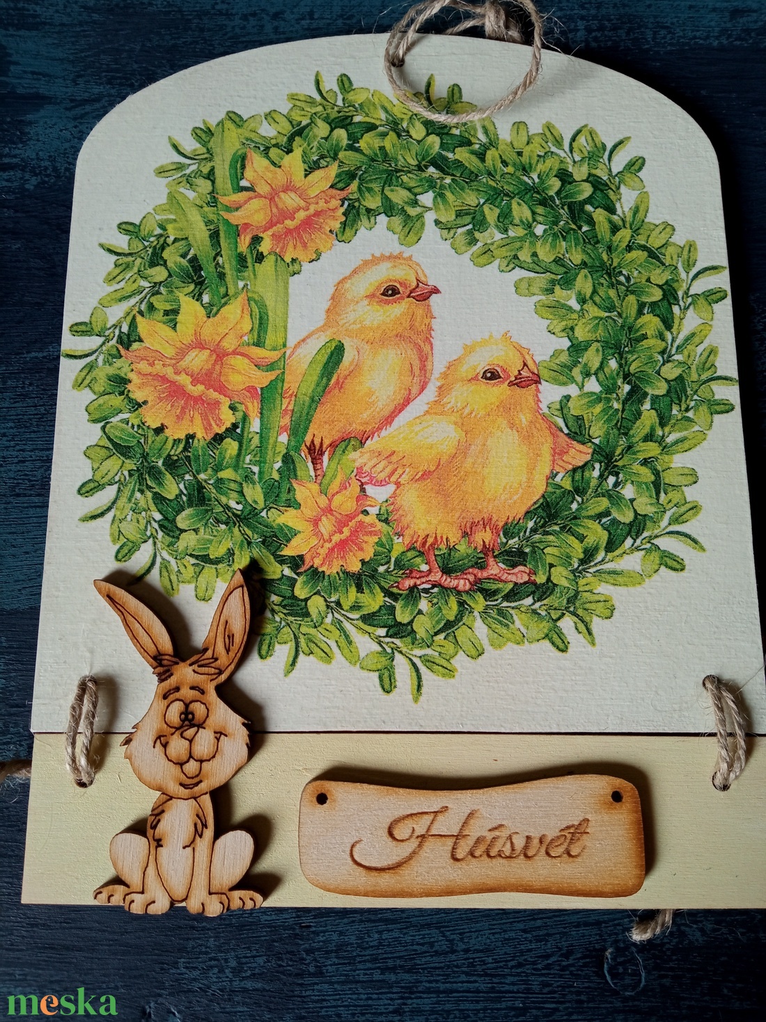 Kiscsibék- húsvéti ajtókopogtató tábla - otthon & életmód - dekoráció - ajtó- és ablak dekoráció - ajtódísz & kopogtató - Meska.hu