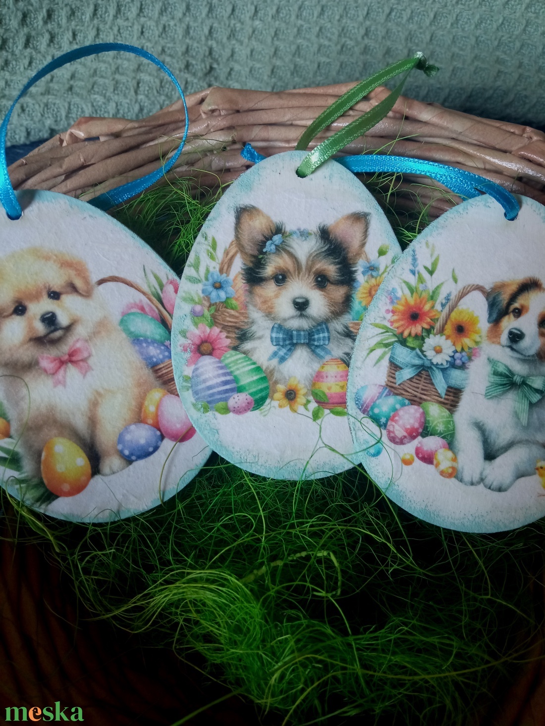 Húsvéti tojás-kutyusokkal 2 - otthon & lakás - dekoráció - fali és függő dekoráció - függődísz - Meska.hu