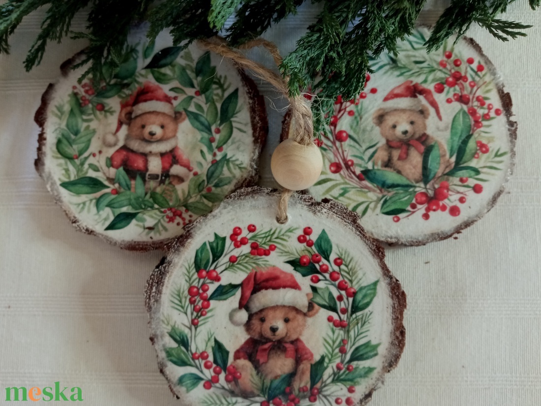 Teddy macik- karácsonyfadísz - karácsony - karácsonyi lakásdekoráció - karácsonyfadíszek - Meska.hu