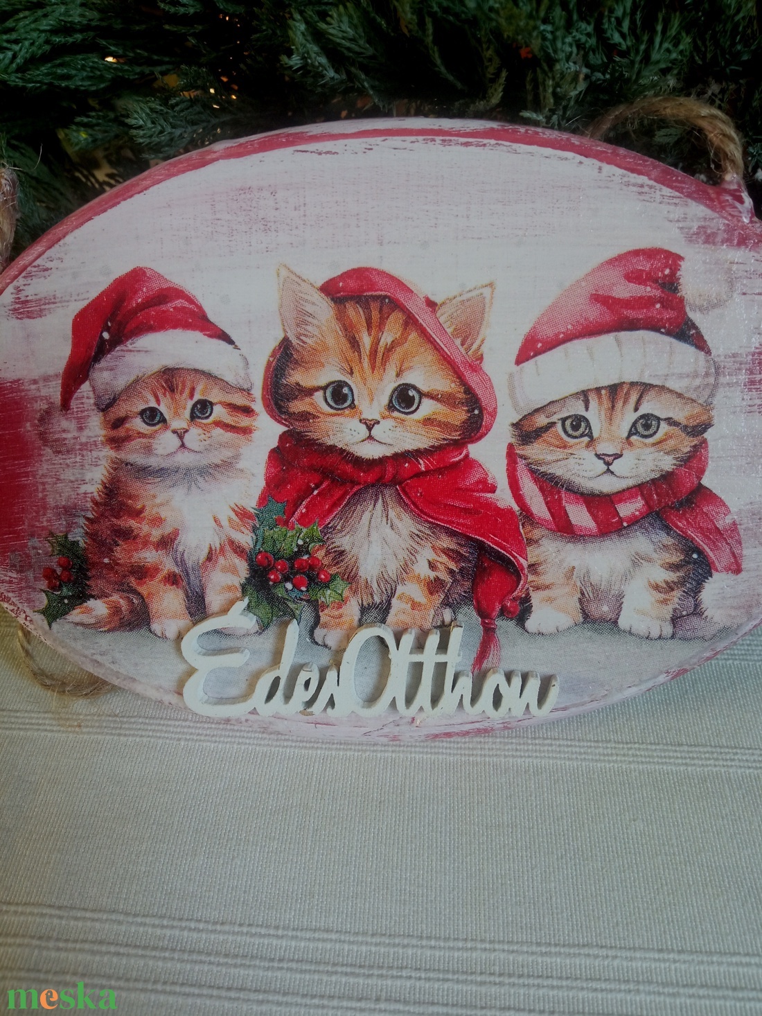 Kiscicák- adventi, karácsonyi ajtódísz - karácsony - karácsonyi lakásdekoráció - karácsonyi ajtódíszek - Meska.hu