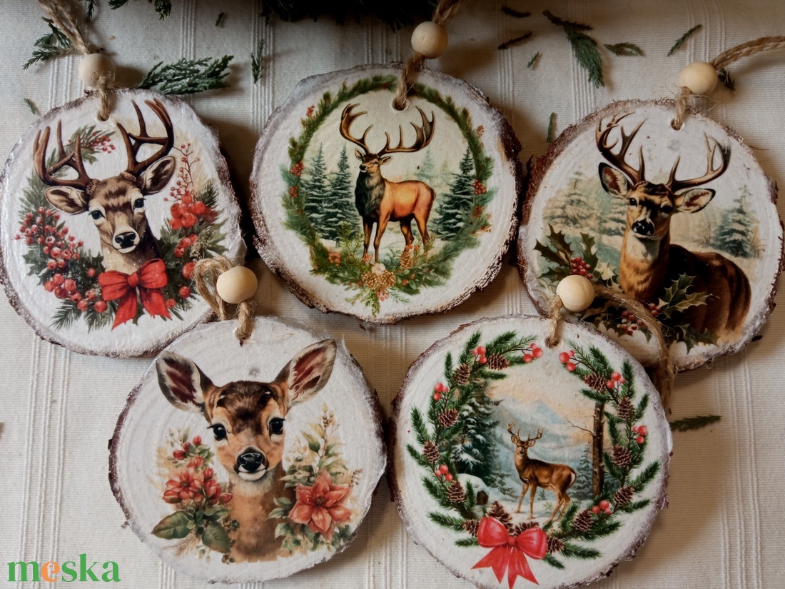 Szarvas, Őzike- fakarácsonyfadísz - karácsony - karácsonyi lakásdekoráció - karácsonyfadíszek - Meska.hu