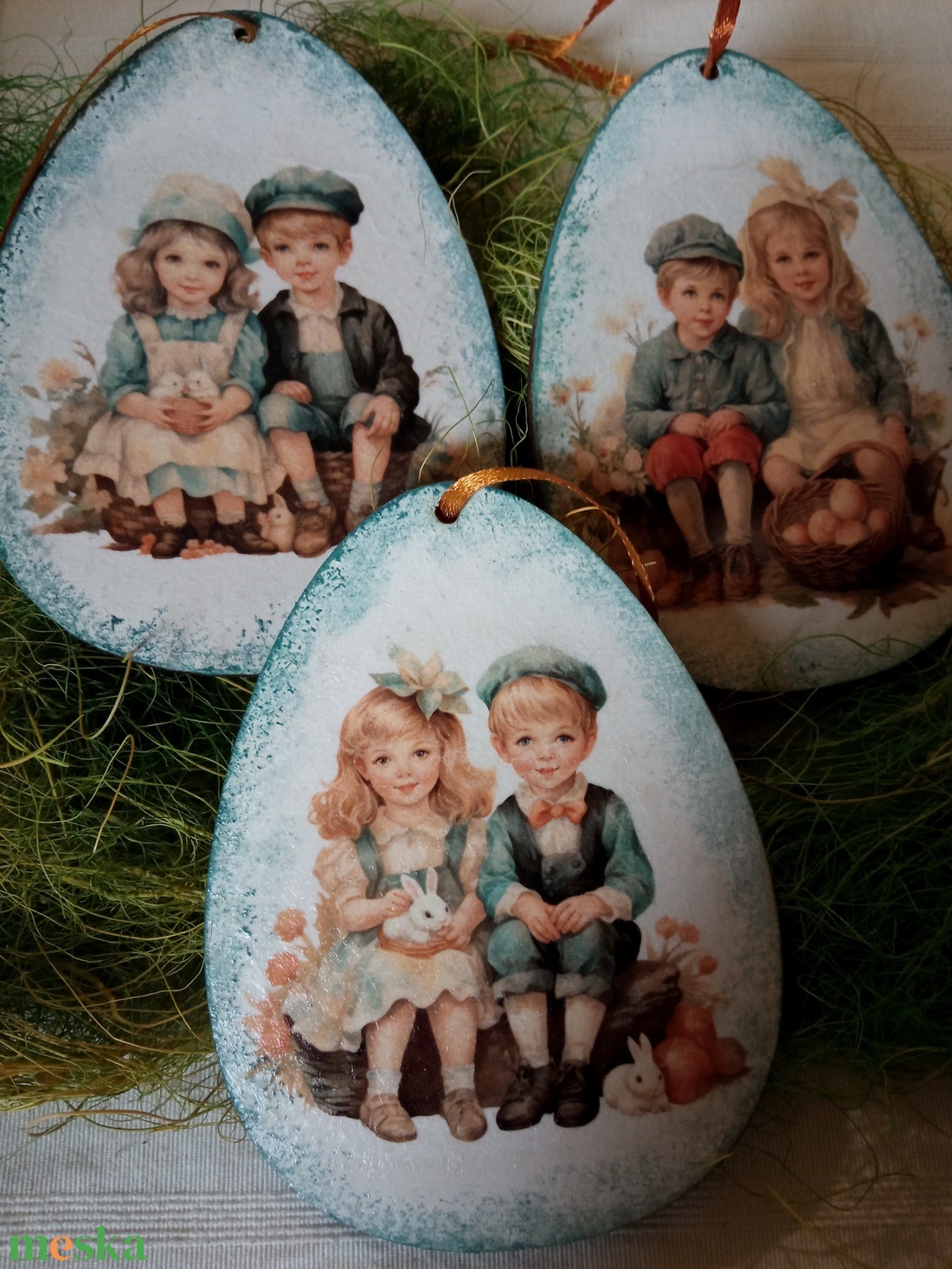 Retró mintás húsvéti tojások - otthon & életmód - dekoráció - fali és függő dekoráció - függődísz - Meska.hu