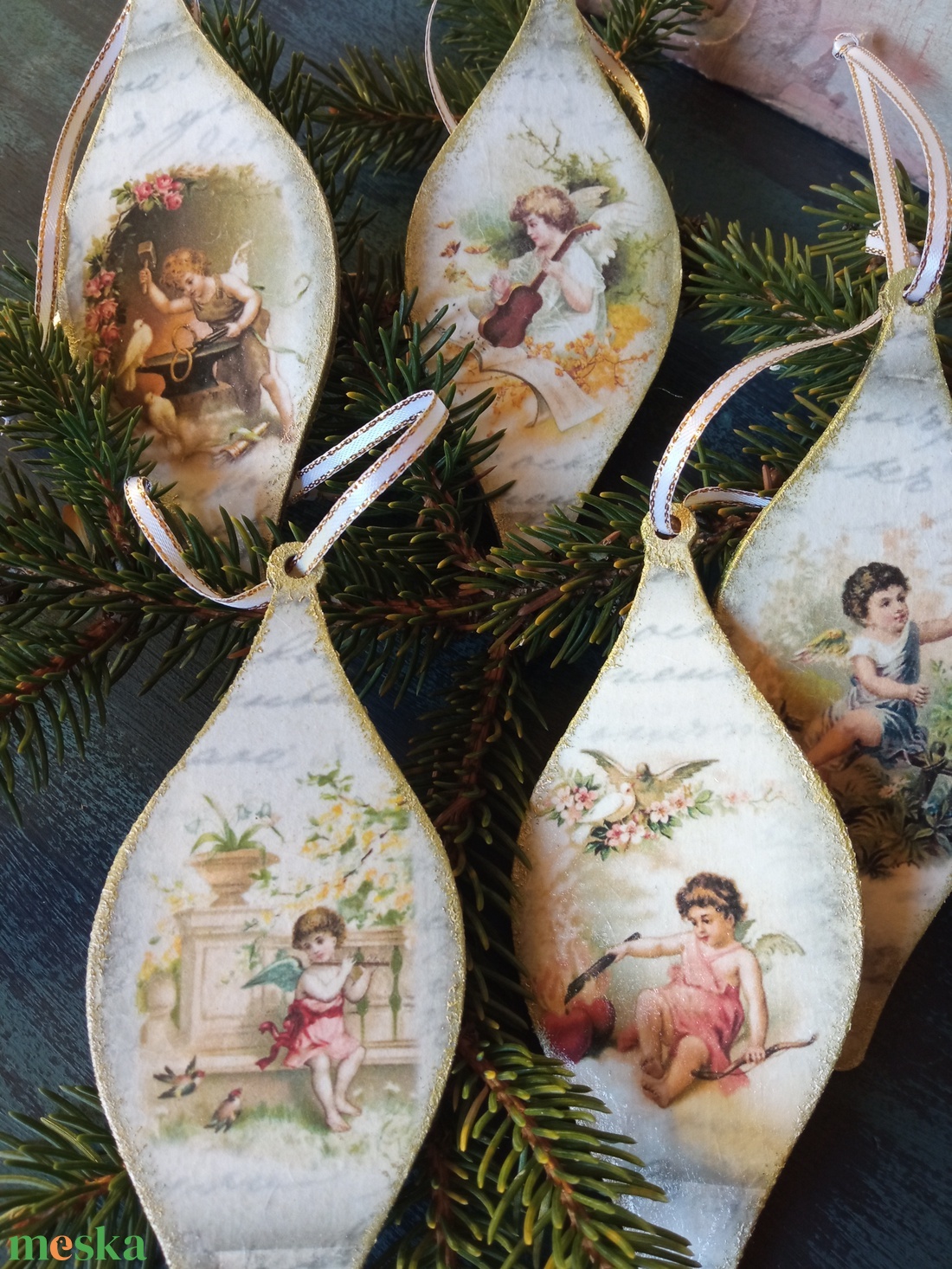 Angyalok fa karcsonyfadísz - karácsony - karácsonyi lakásdekoráció - karácsonyfadíszek - Meska.hu