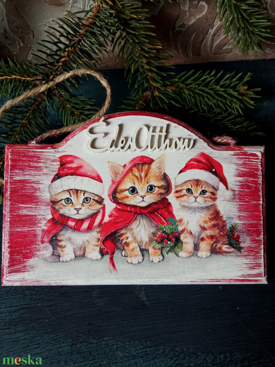 Mikuls cick- adventi ajtókopogtató  - karácsony - adventi díszek - adventi ajtódísz - Meska.hu