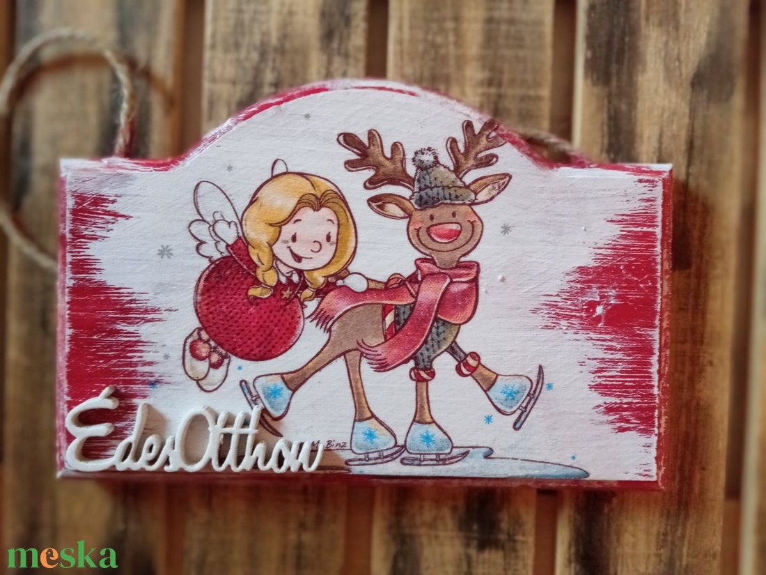 Vicces rénszarvas- adventi ajtókopogtató  - karácsony - adventi díszek - adventi ajtódísz - Meska.hu