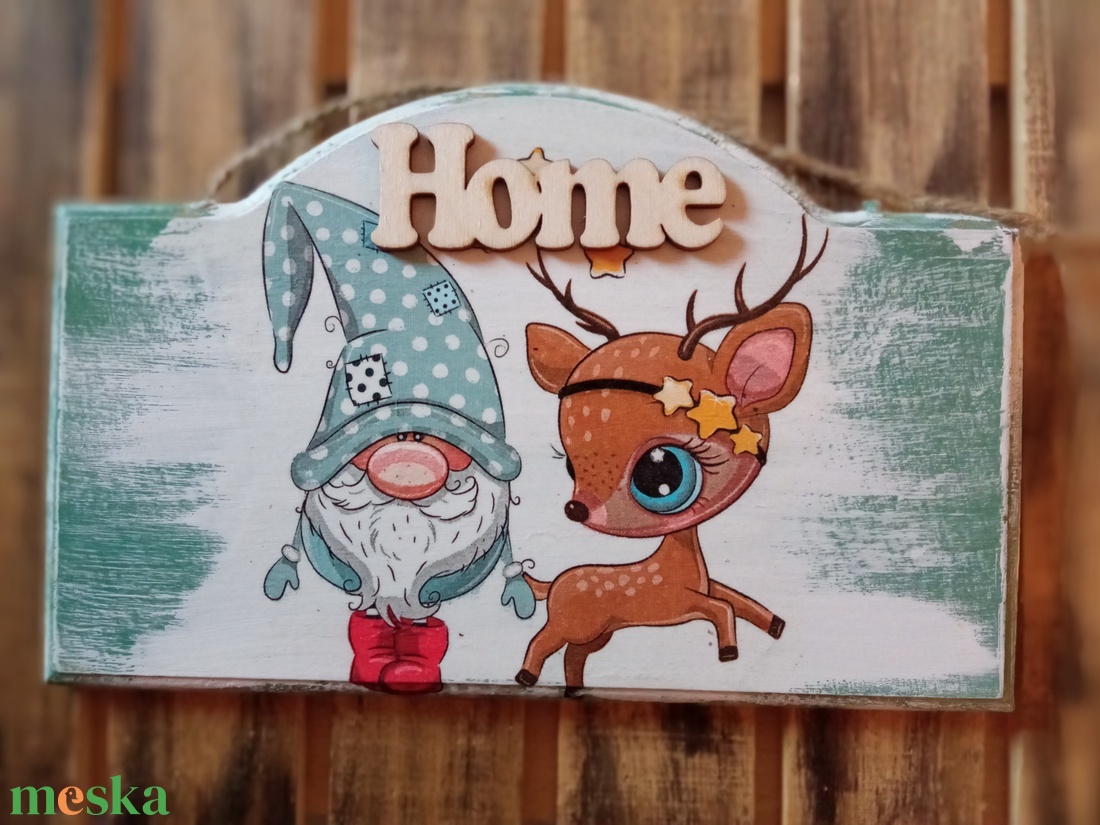 Kedves rénszarvas- adventi ajtókopogtató  - karácsony - adventi díszek - adventi ajtódísz - Meska.hu