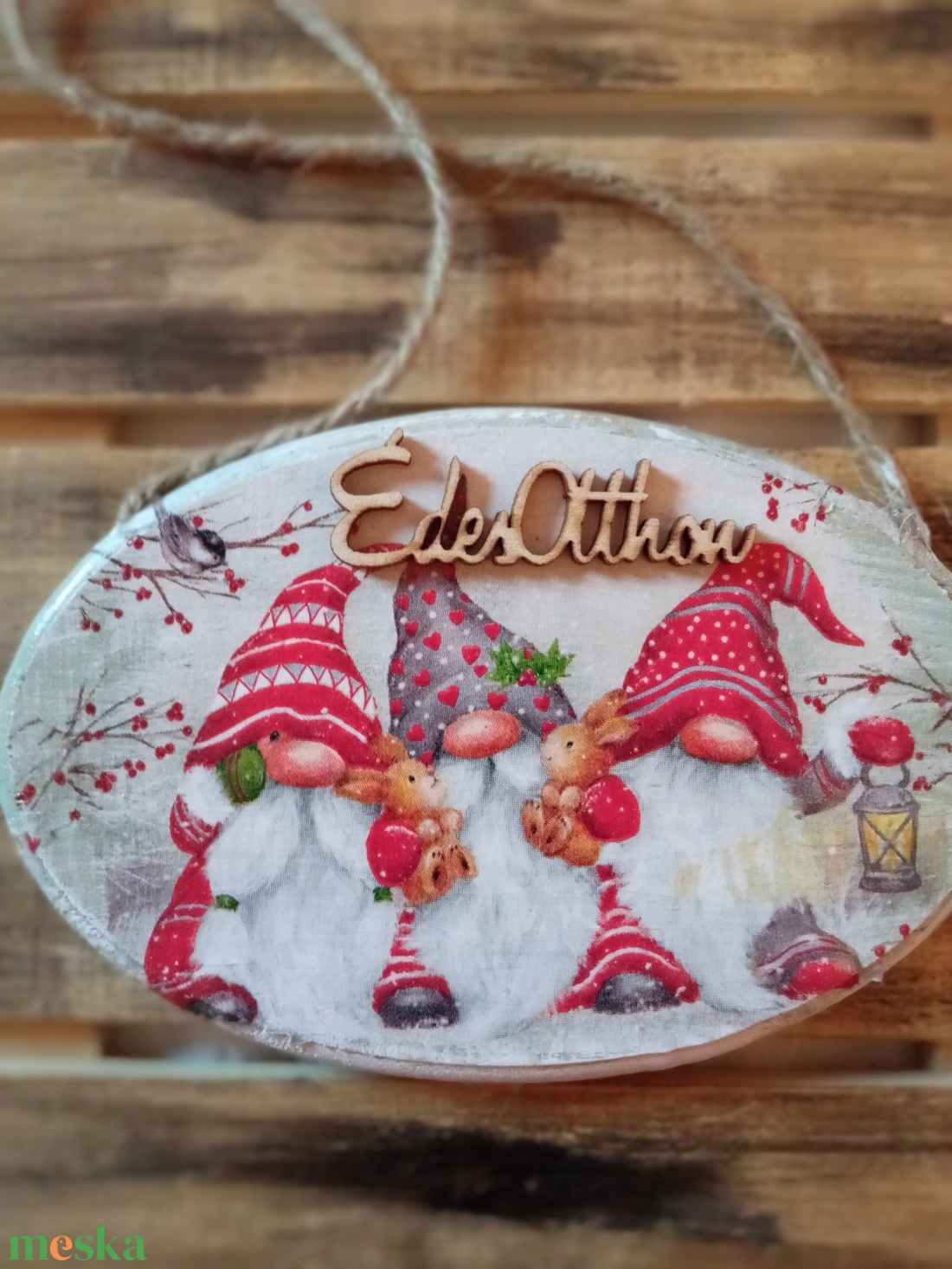 Hrom manó- adventi ajtókopogtató  - karácsony - adventi díszek - adventi ajtódísz - Meska.hu