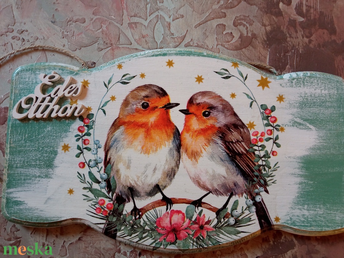 Vörösbegyek ajtókopogtató tábla - karácsony - adventi díszek - adventi ajtódísz - Meska.hu