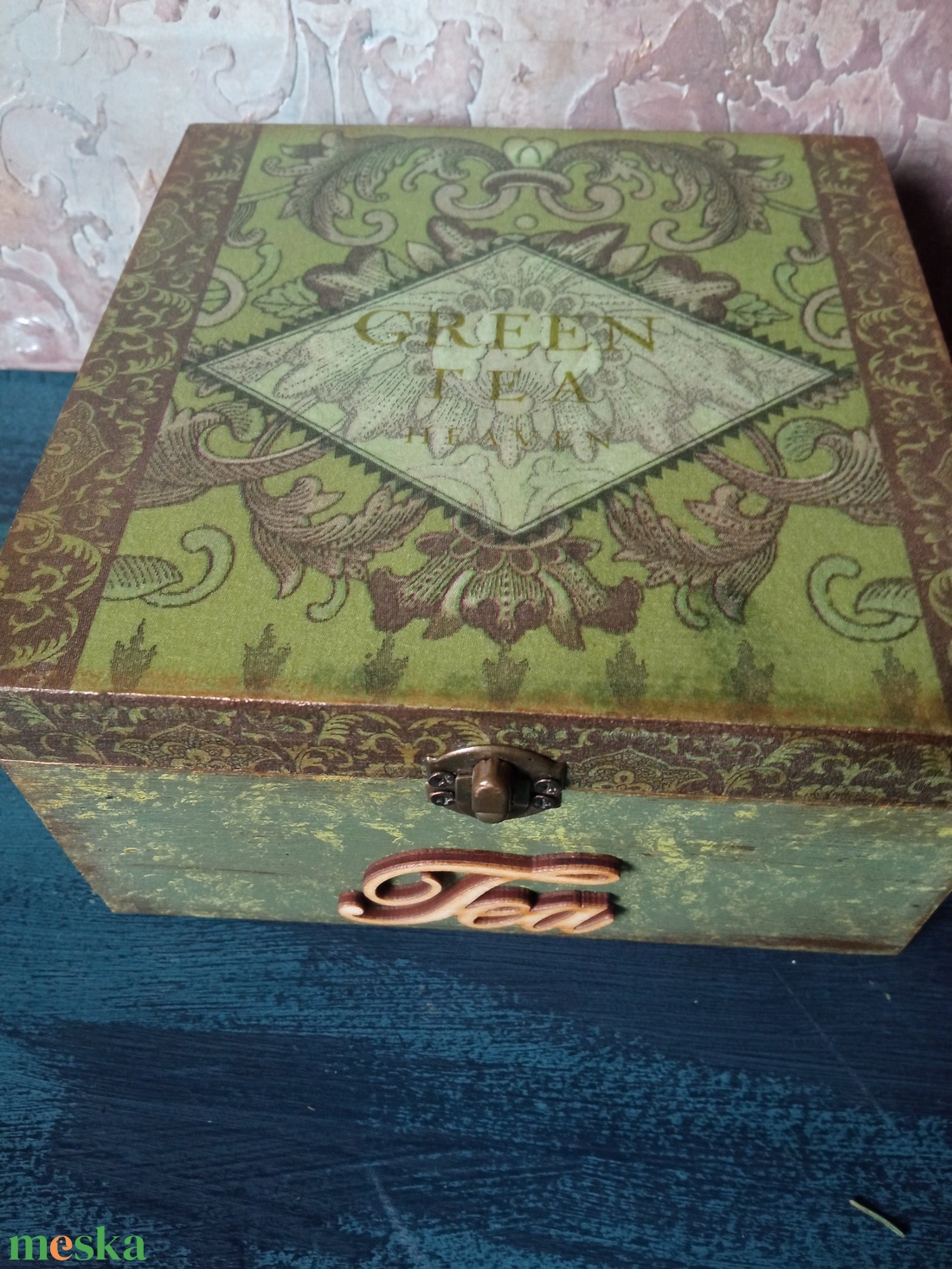 Elegns olíva- bronzos tes doboz - otthon & életmód - konyhafelszerelés, tálalás - konyhai tárolás - tea & kávé tárolás - Meska.hu