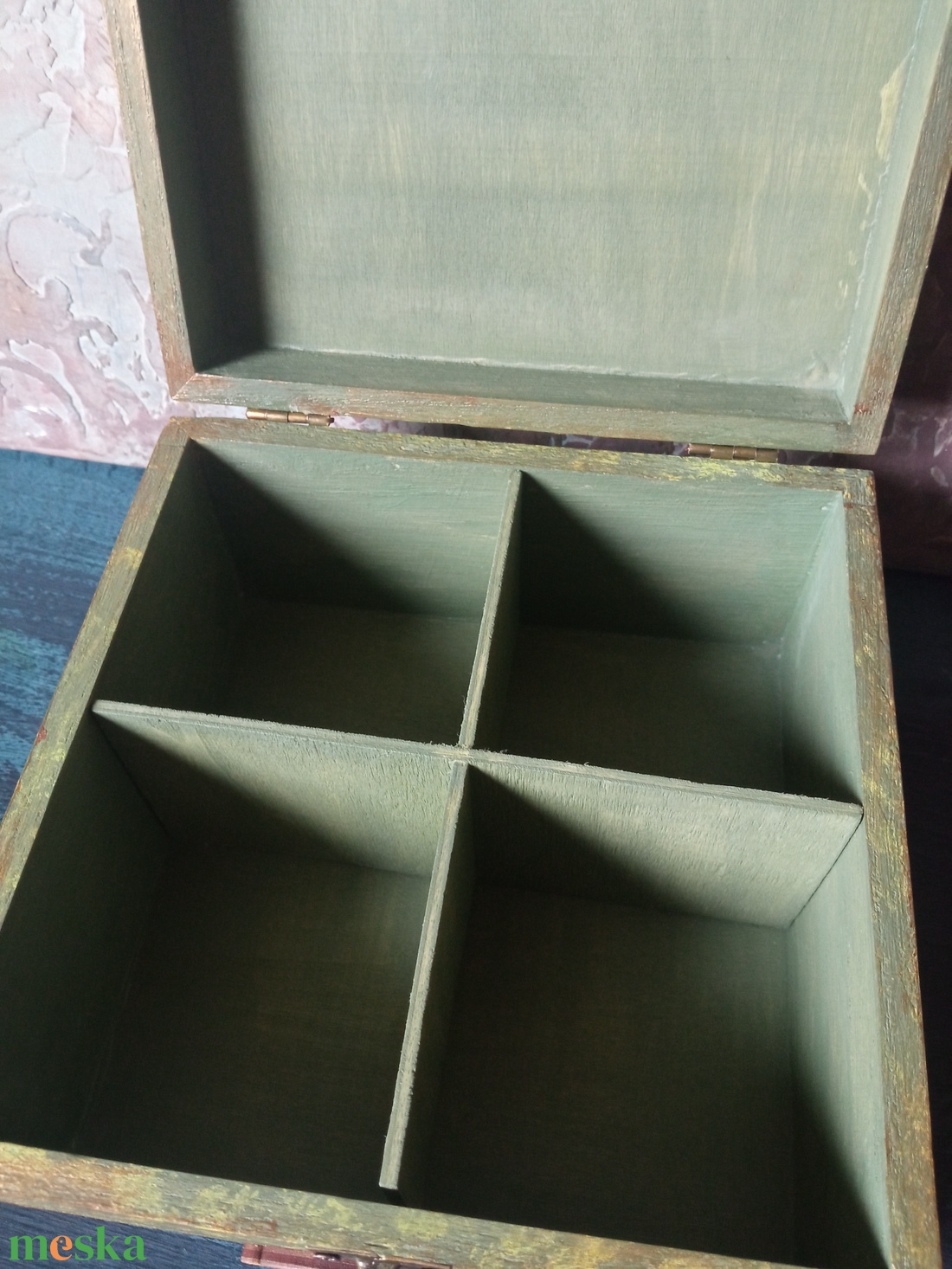 Elegns olíva- bronzos tes doboz - otthon & életmód - konyhafelszerelés, tálalás - konyhai tárolás - tea & kávé tárolás - Meska.hu