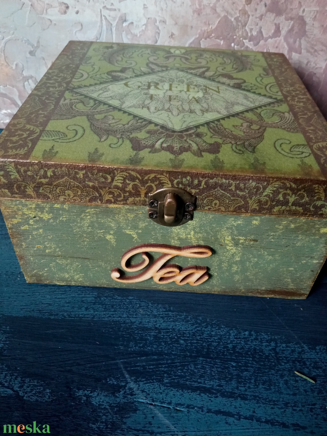 Elegns olíva- bronzos tes doboz - otthon & életmód - konyhafelszerelés, tálalás - konyhai tárolás - tea & kávé tárolás - Meska.hu