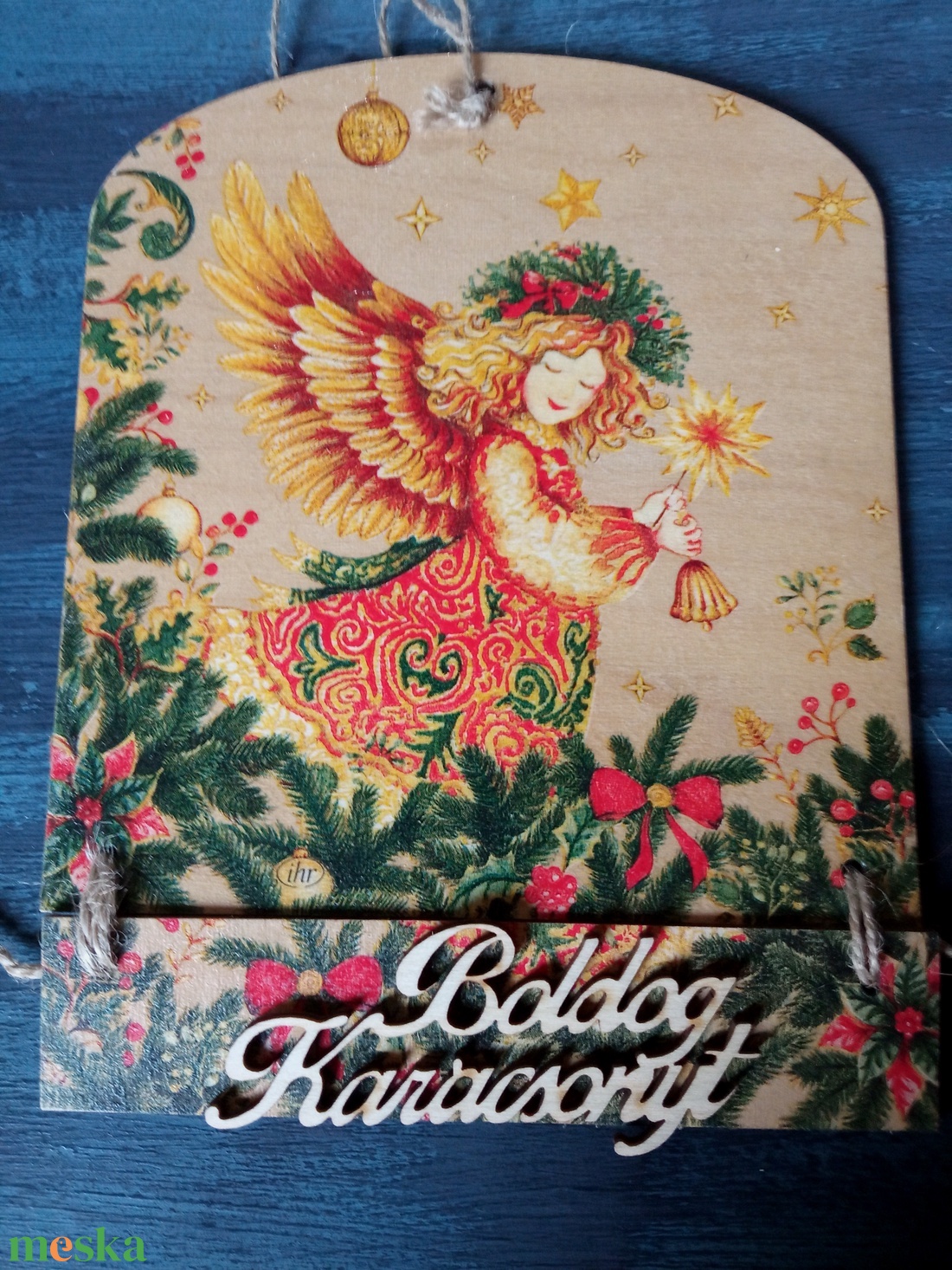 Karácsonyi angyal- adventi ajtókopogtató tábla - karácsony - karácsonyi lakásdekoráció - karácsonyi ajtódíszek - Meska.hu