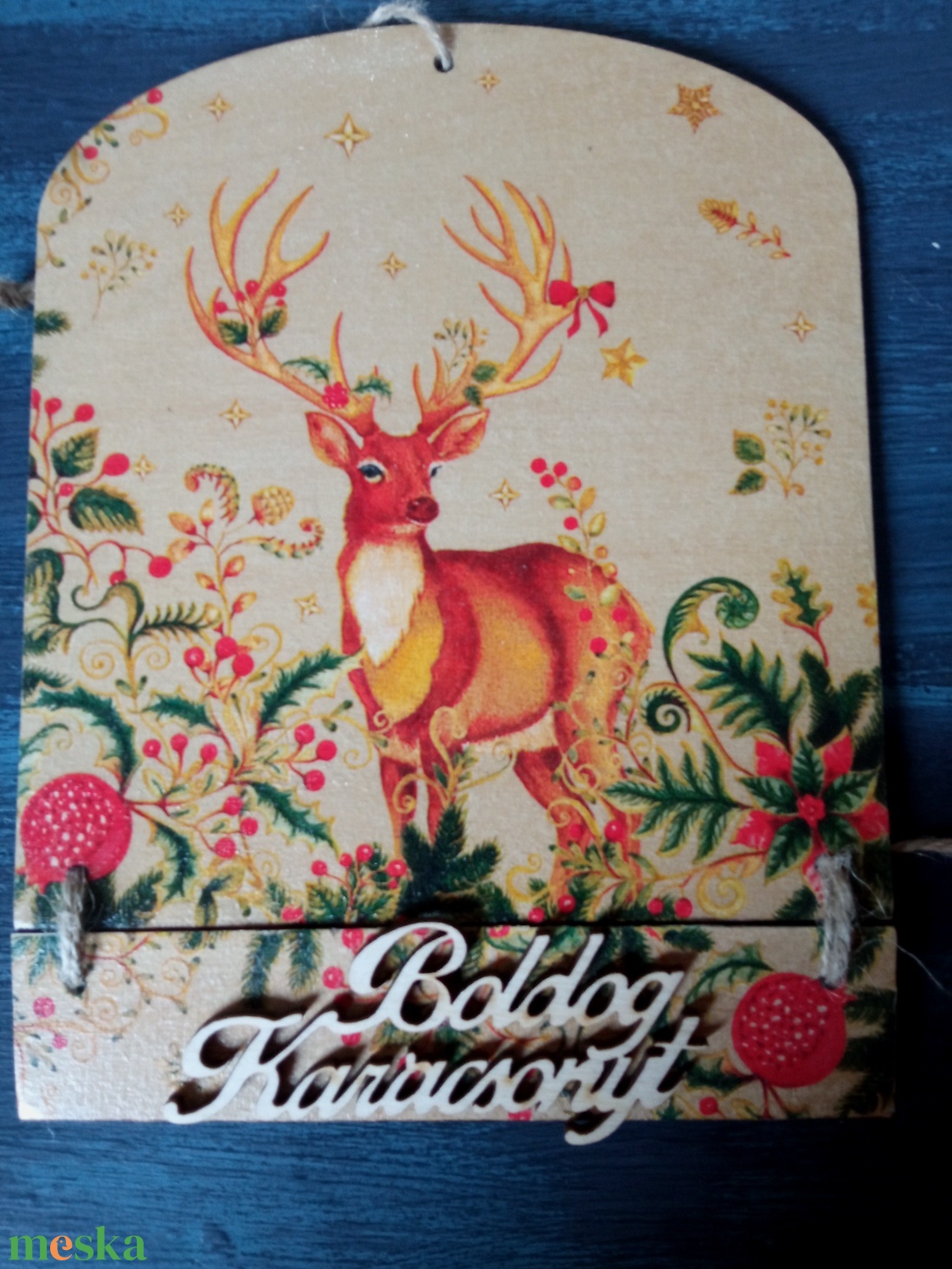 Csodaszarvas- adventi ajtókopogtató tábla - karácsony - karácsonyi lakásdekoráció - karácsonyi ajtódíszek - Meska.hu