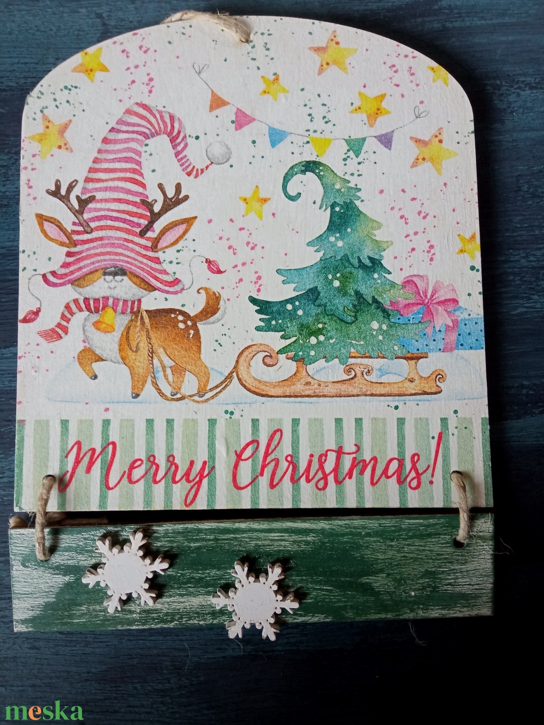 Sz�nhúzó Rudolf- adventi ajtókopogtató tábla - karácsony - karácsonyi lakásdekoráció - karácsonyi ajtódíszek - Meska.hu