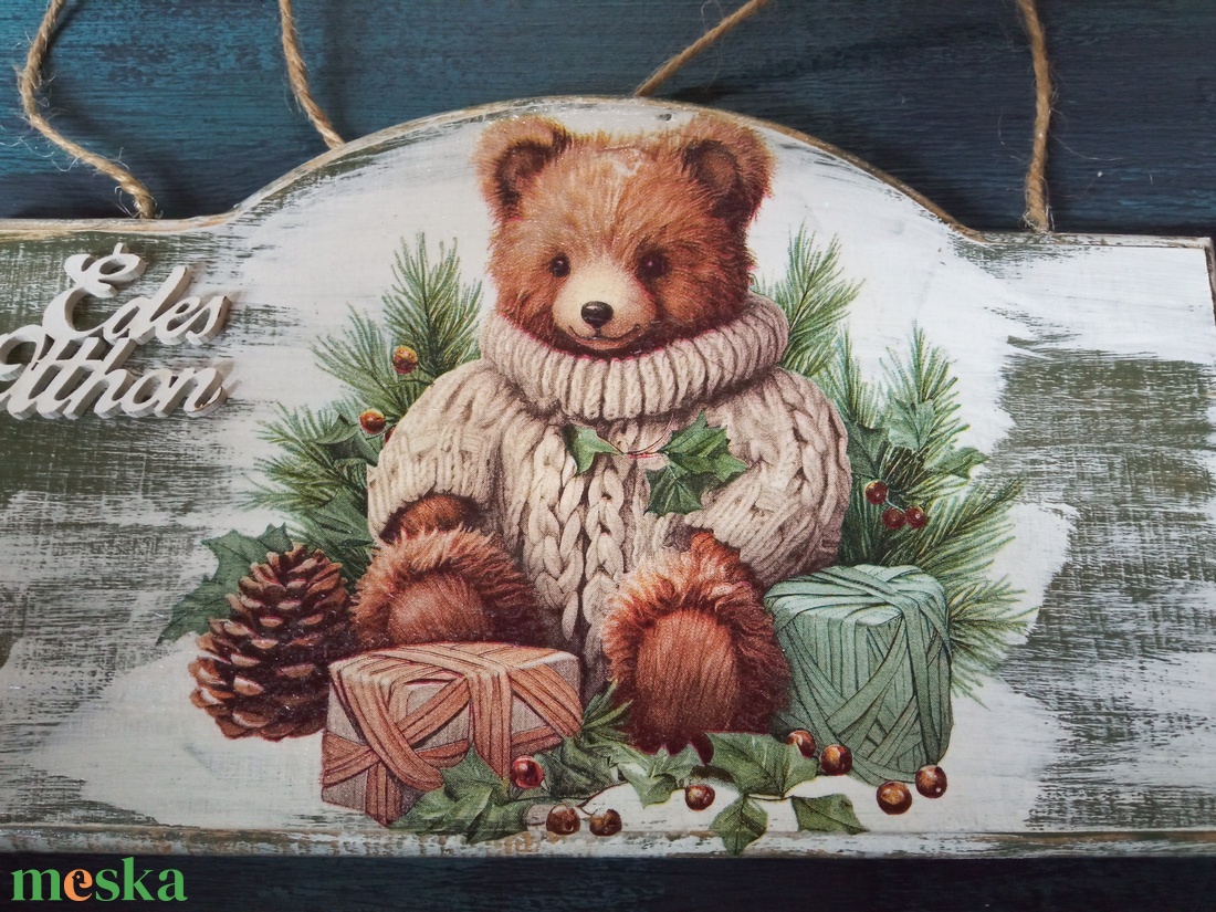 Teddymaci- ajtókopogtató tábla - otthon & életmód - dekoráció - ajtó- és ablak dekoráció - ajtódísz & kopogtató - Meska.hu