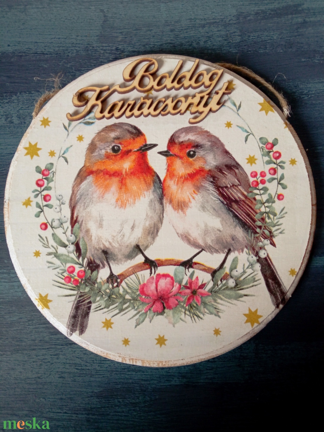 Vörösbegyek- ajtókopogtató tábla - otthon & életmód - dekoráció - ajtó- és ablak dekoráció - ajtódísz & kopogtató - Meska.hu