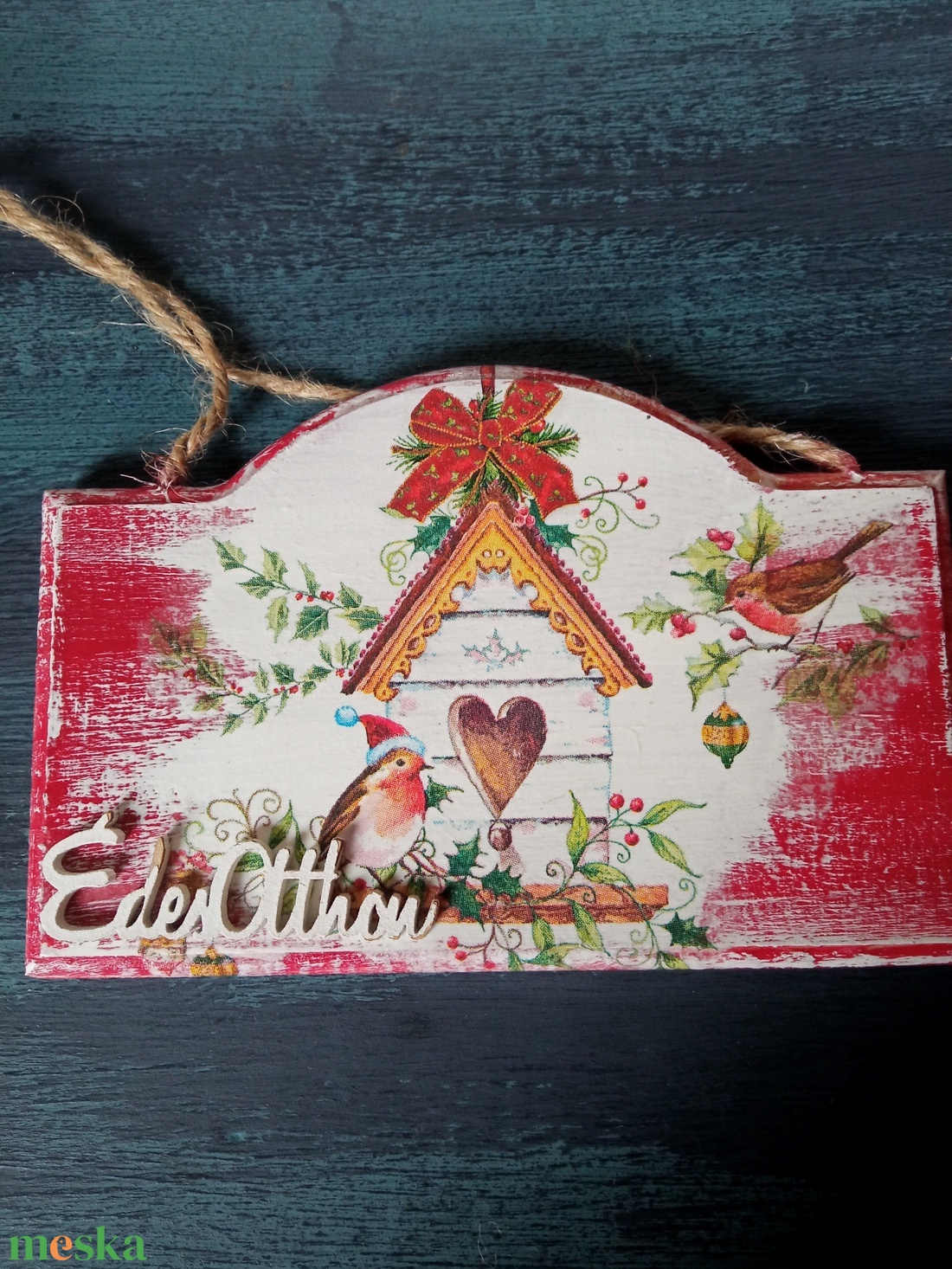 Karácsonyi mad�rh�zikó- ajtókopogtató tábla - otthon & életmód - dekoráció - ajtó- és ablak dekoráció - ajtódísz & kopogtató - Meska.hu