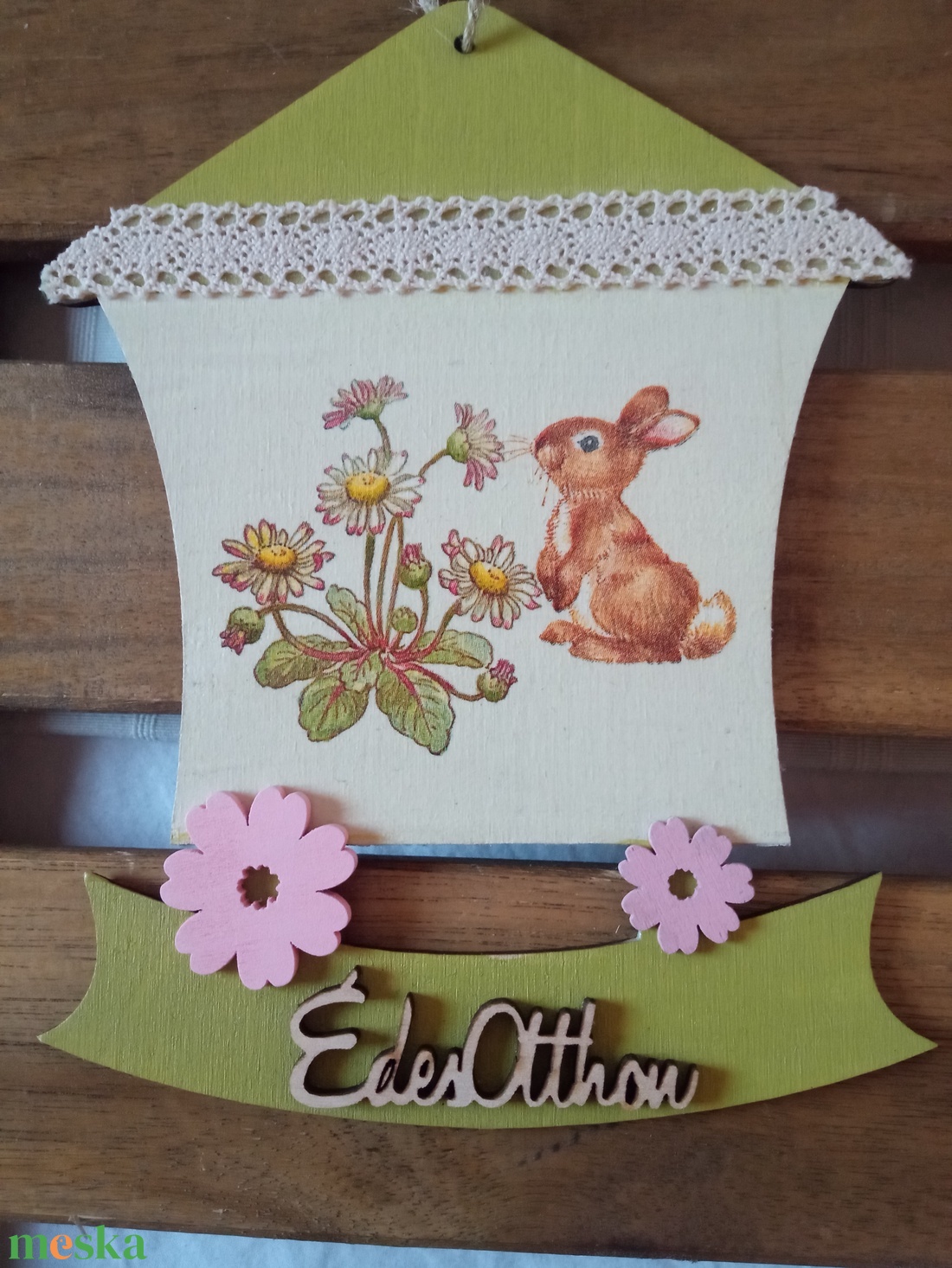 Nyuszis tavaszi ajtódísz  - otthon & életmód - dekoráció - ajtó- és ablak dekoráció - ajtódísz & kopogtató - Meska.hu