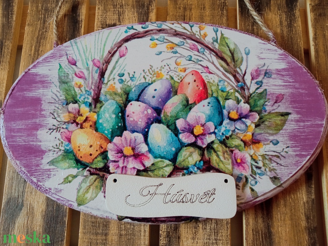 Húsvéti tojások ajtókopogtatót�bla - ünnepi díszek, dekorációk - húsvéti díszek és dekorációk - húsvéti ajtódísz, kopogtató - Meska.hu