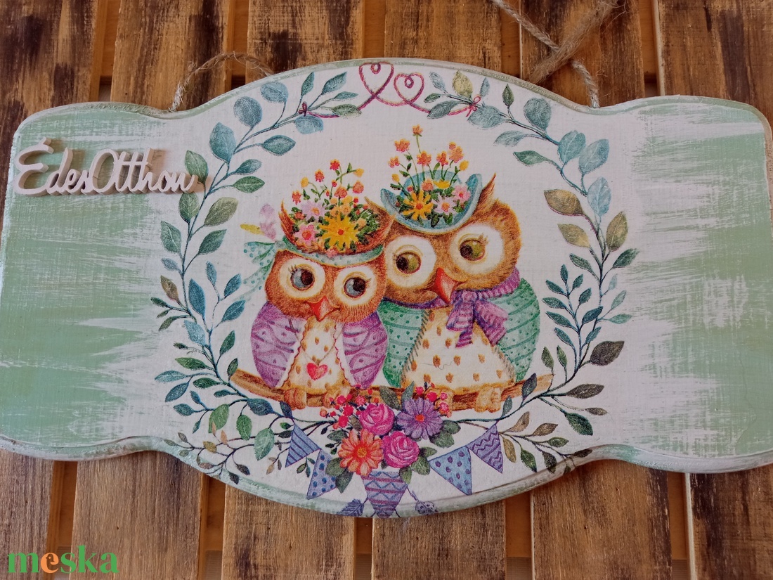 Bagolyp�r tavaszi ajtókopogtató t�bla - otthon & életmód - dekoráció - ajtó- és ablak dekoráció - ajtódísz & kopogtató - Meska.hu