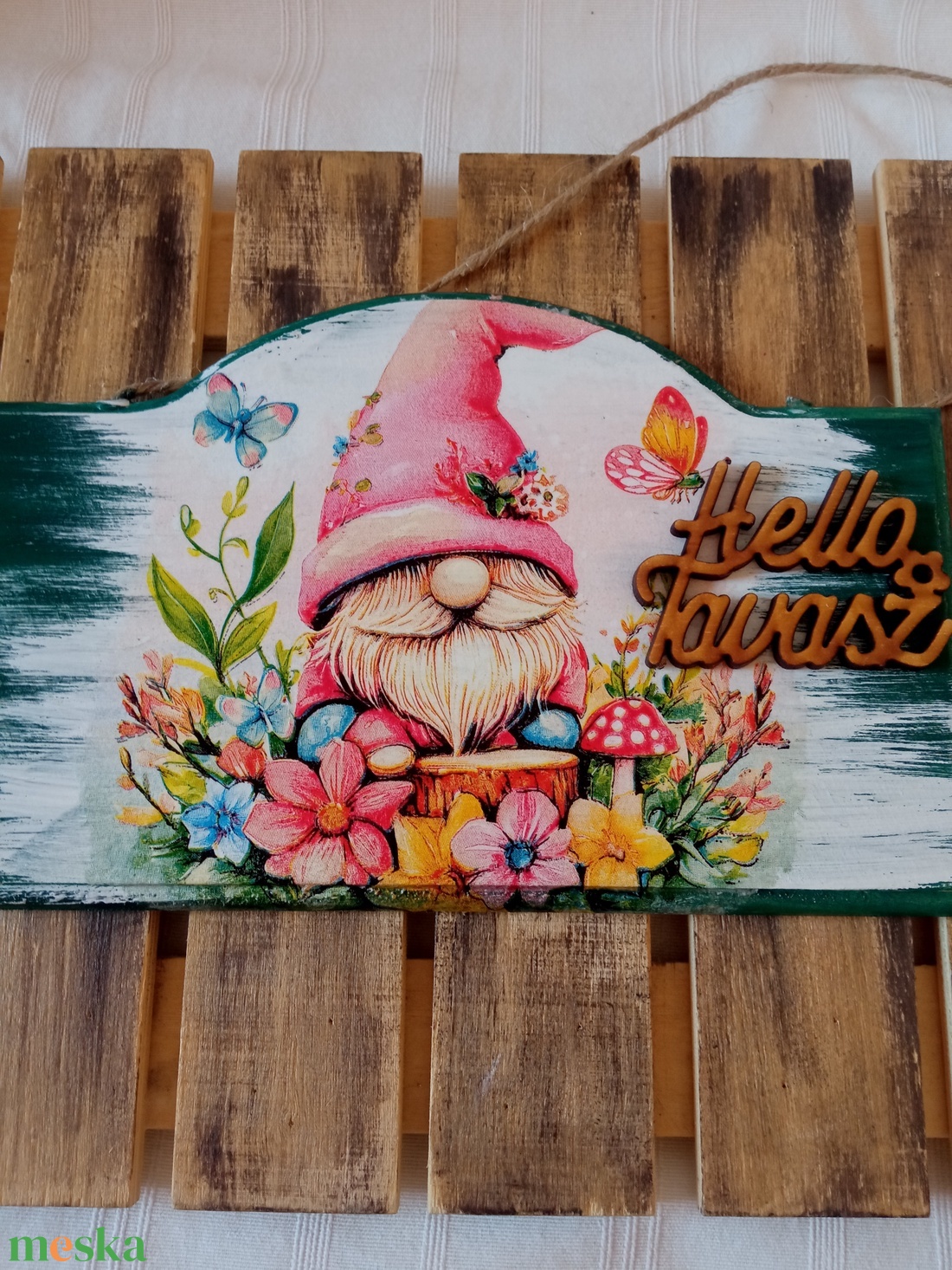 Manós tavaszi ajtókopogtató t�bla - otthon & életmód - dekoráció - ajtó- és ablak dekoráció - ajtódísz & kopogtató - Meska.hu