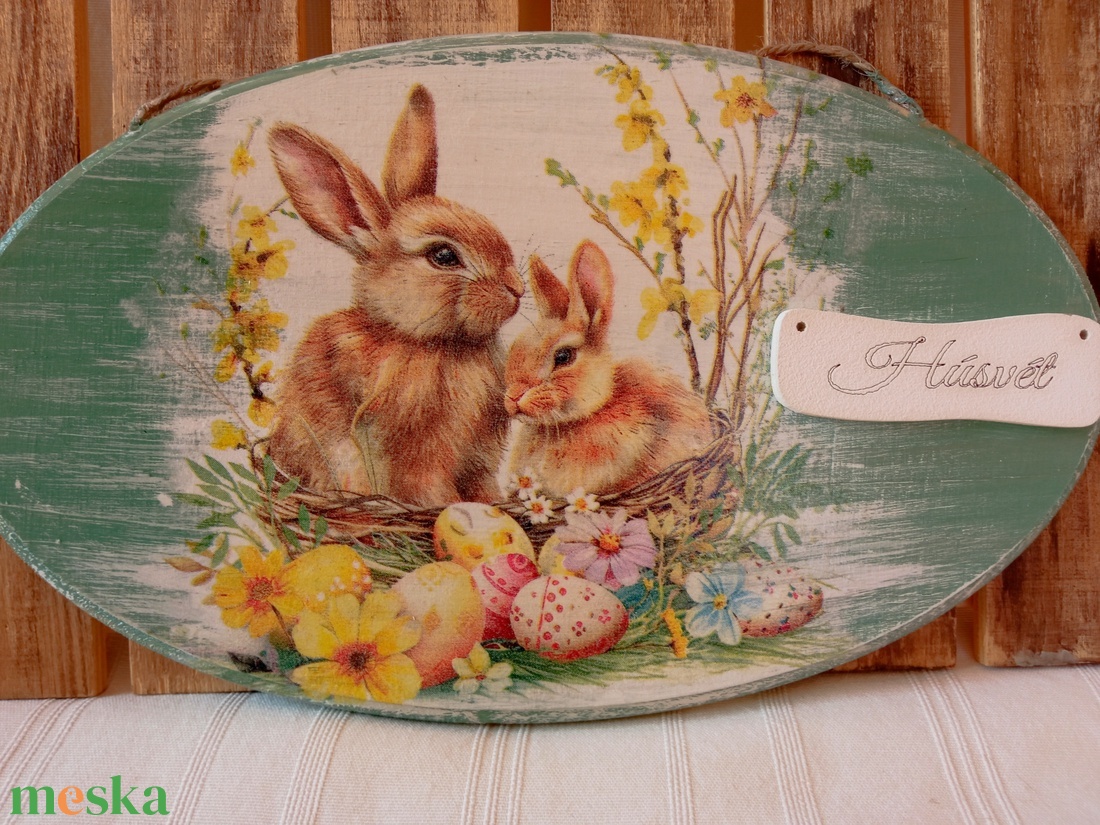 Húsvétinyuszik ajtókopogtatót�bla - ünnepi díszek, dekorációk - húsvéti díszek és dekorációk - húsvéti ajtódísz, kopogtató - Meska.hu