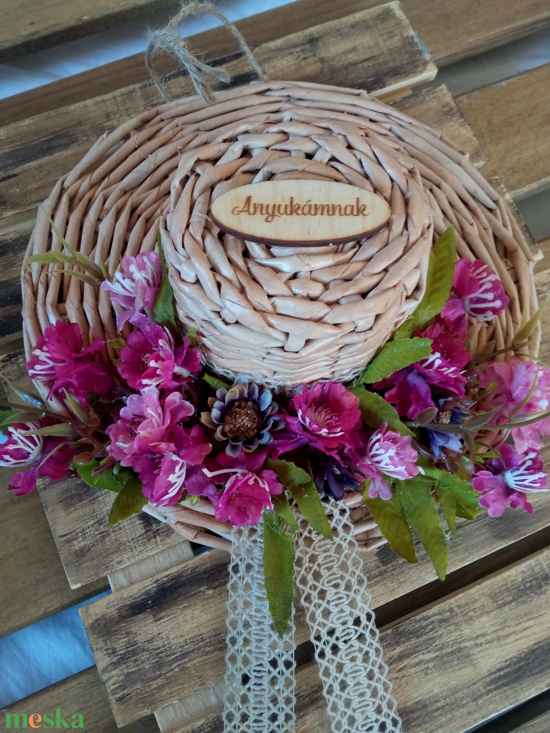 Any�knapi fonott kalap ajtódísz - otthon & életmód - dekoráció - ajtó- és ablak dekoráció - ajtódísz & kopogtató - Meska.hu