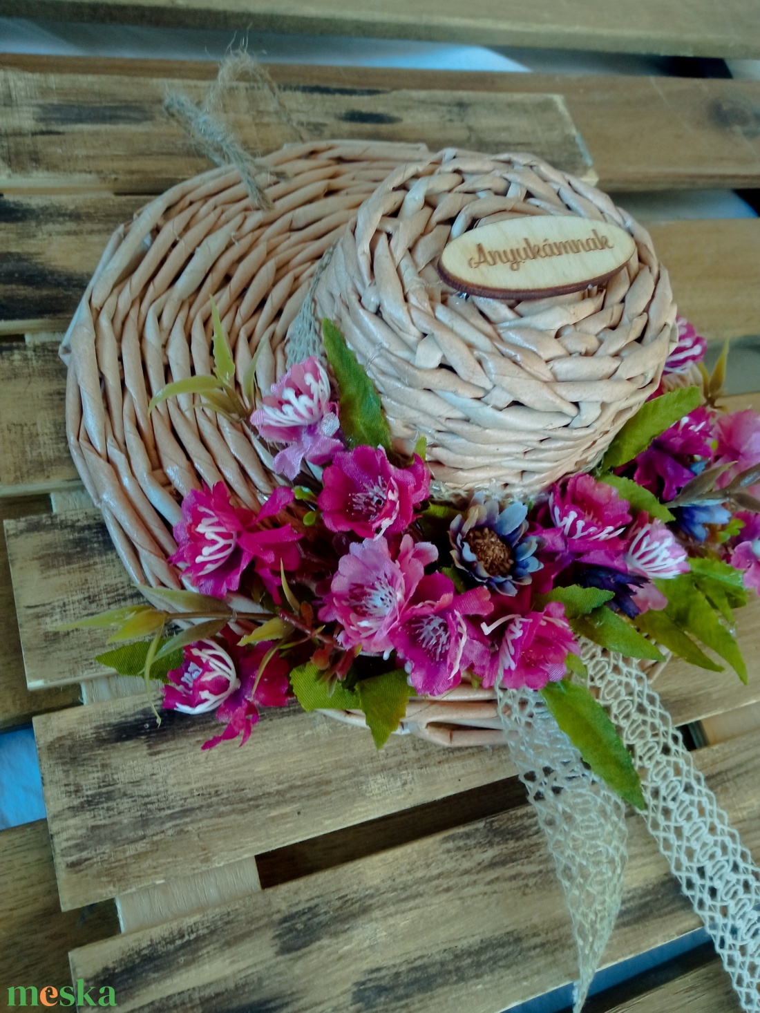 Any�knapi fonott kalap ajtódísz - otthon & életmód - dekoráció - ajtó- és ablak dekoráció - ajtódísz & kopogtató - Meska.hu