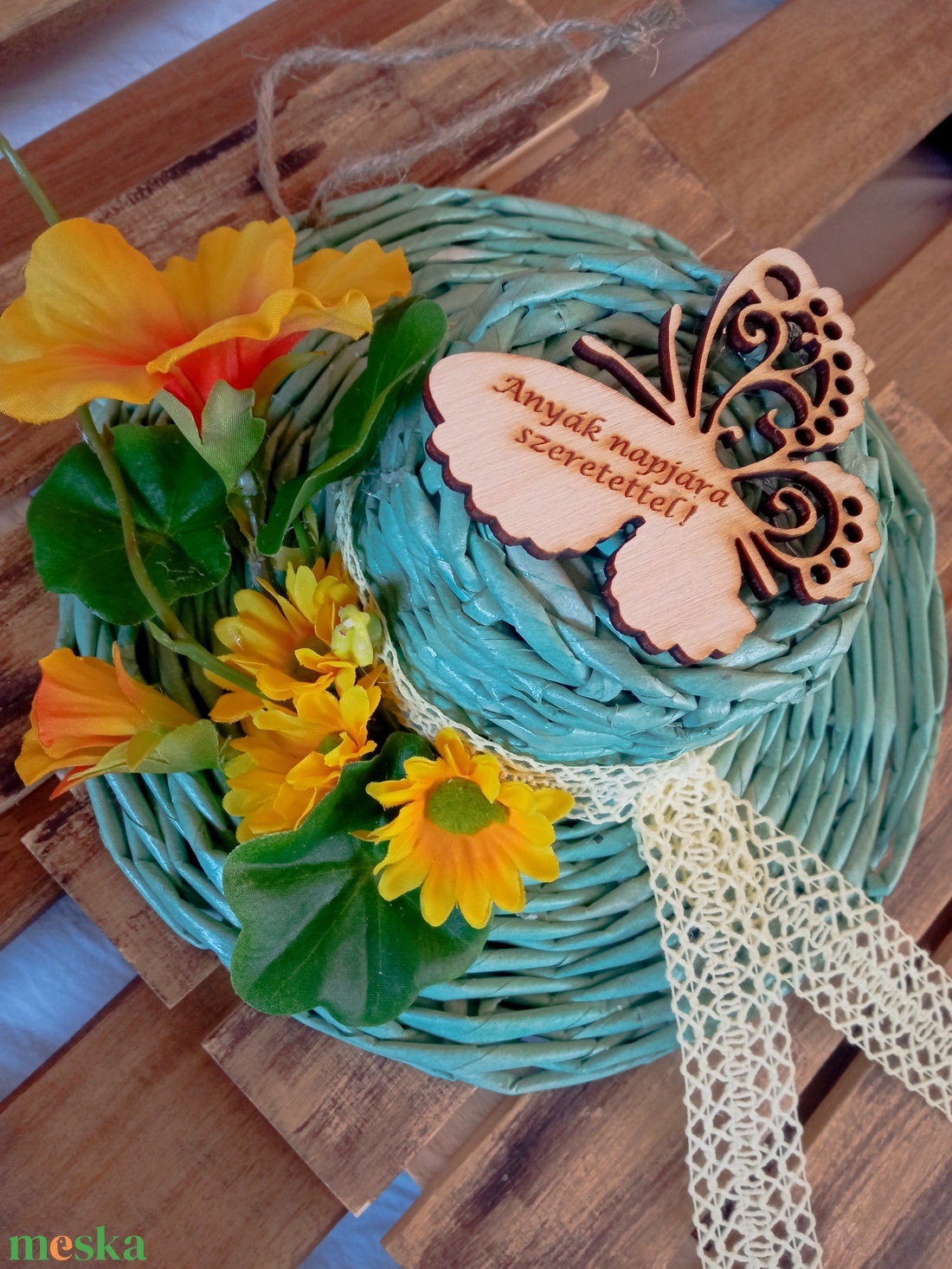 Any�knapi fonott kalap ajtódísz - otthon & életmód - dekoráció - ajtó- és ablak dekoráció - ajtódísz & kopogtató - Meska.hu