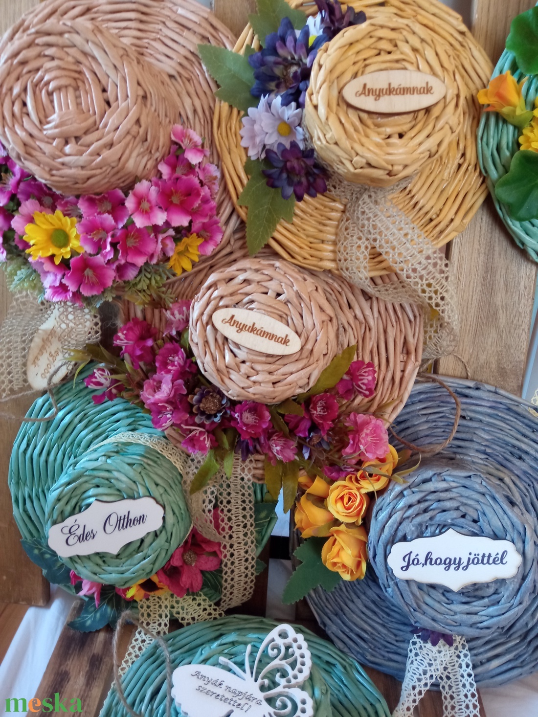 Any�knapi fonott kalap ajtódísz - otthon & életmód - dekoráció - ajtó- és ablak dekoráció - ajtódísz & kopogtató - Meska.hu