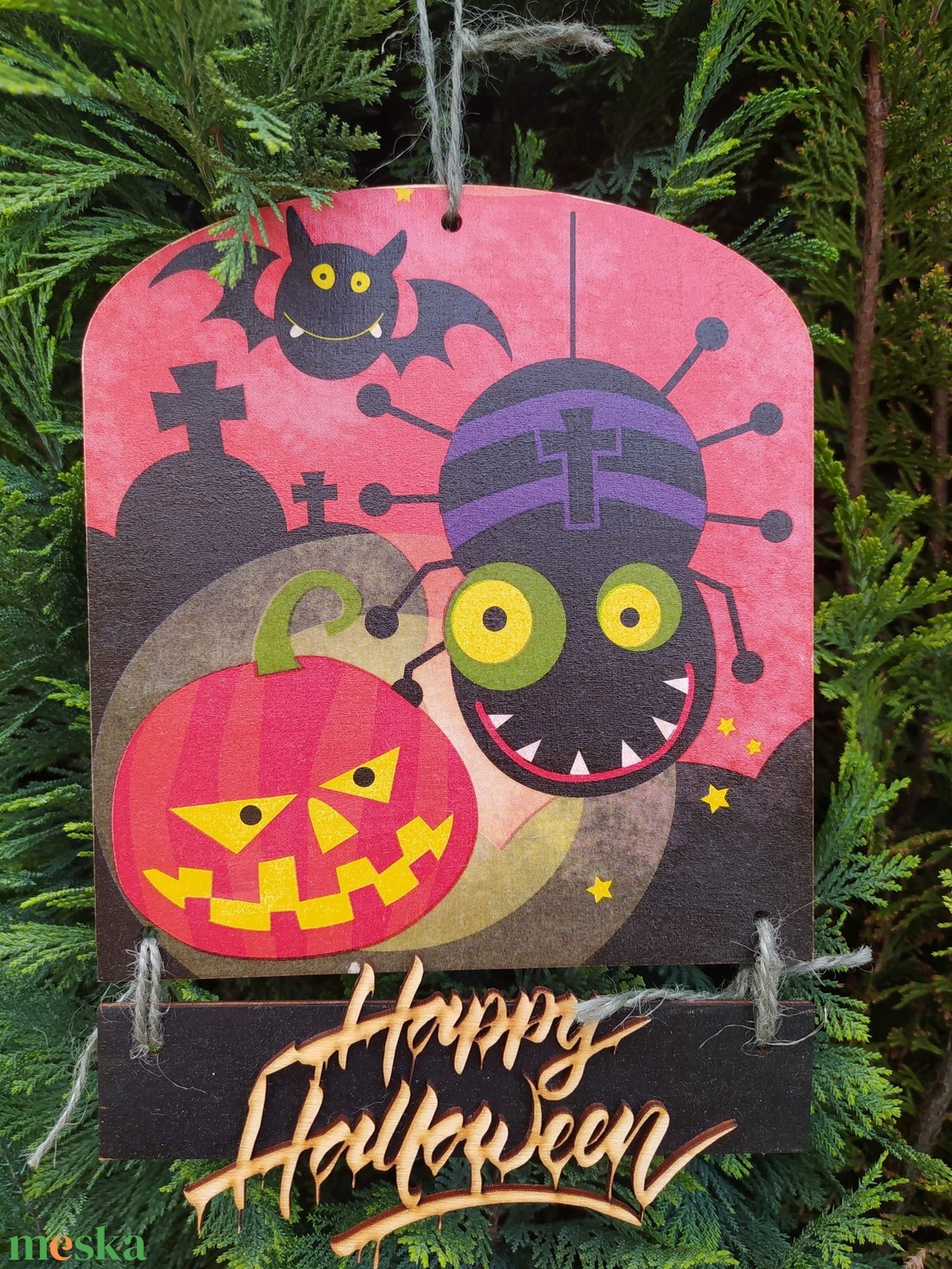 halloweeni ajtódísz- óriás pók - otthon & életmód - dekoráció - halloween - halloweeni ajtódíszek és ablakdíszek - Meska.hu