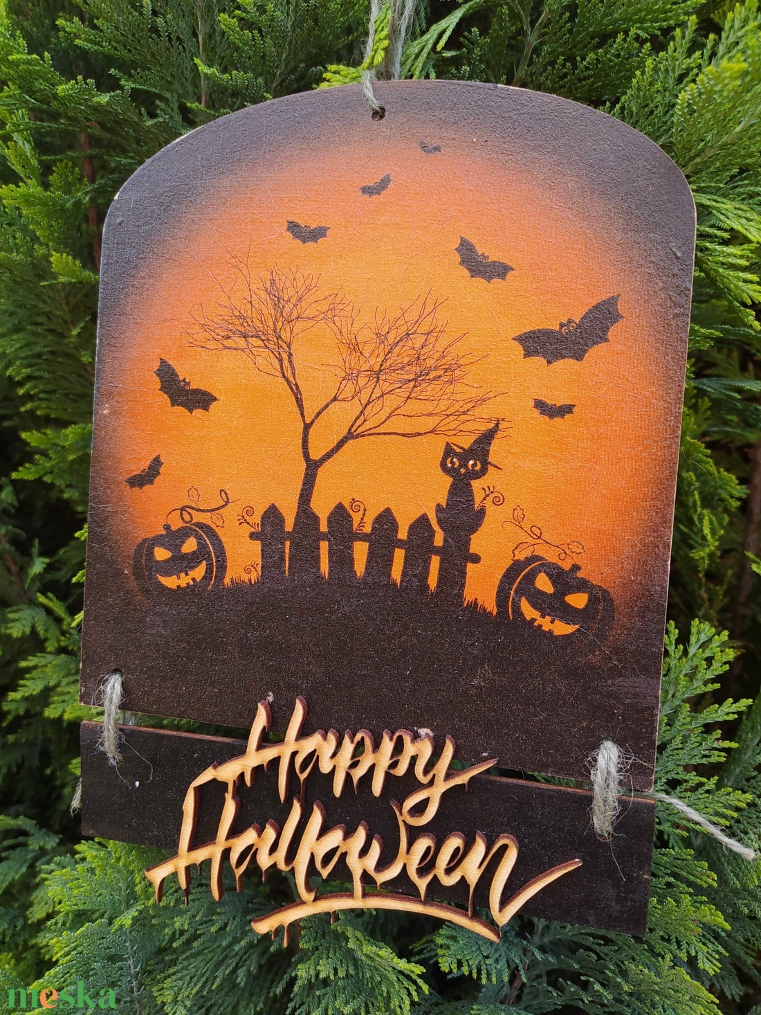 halloweeni ajtódísz- fekete macska - otthon & életmód - dekoráció - ajtó- és ablak dekoráció - ajtódísz & kopogtató - Meska.hu