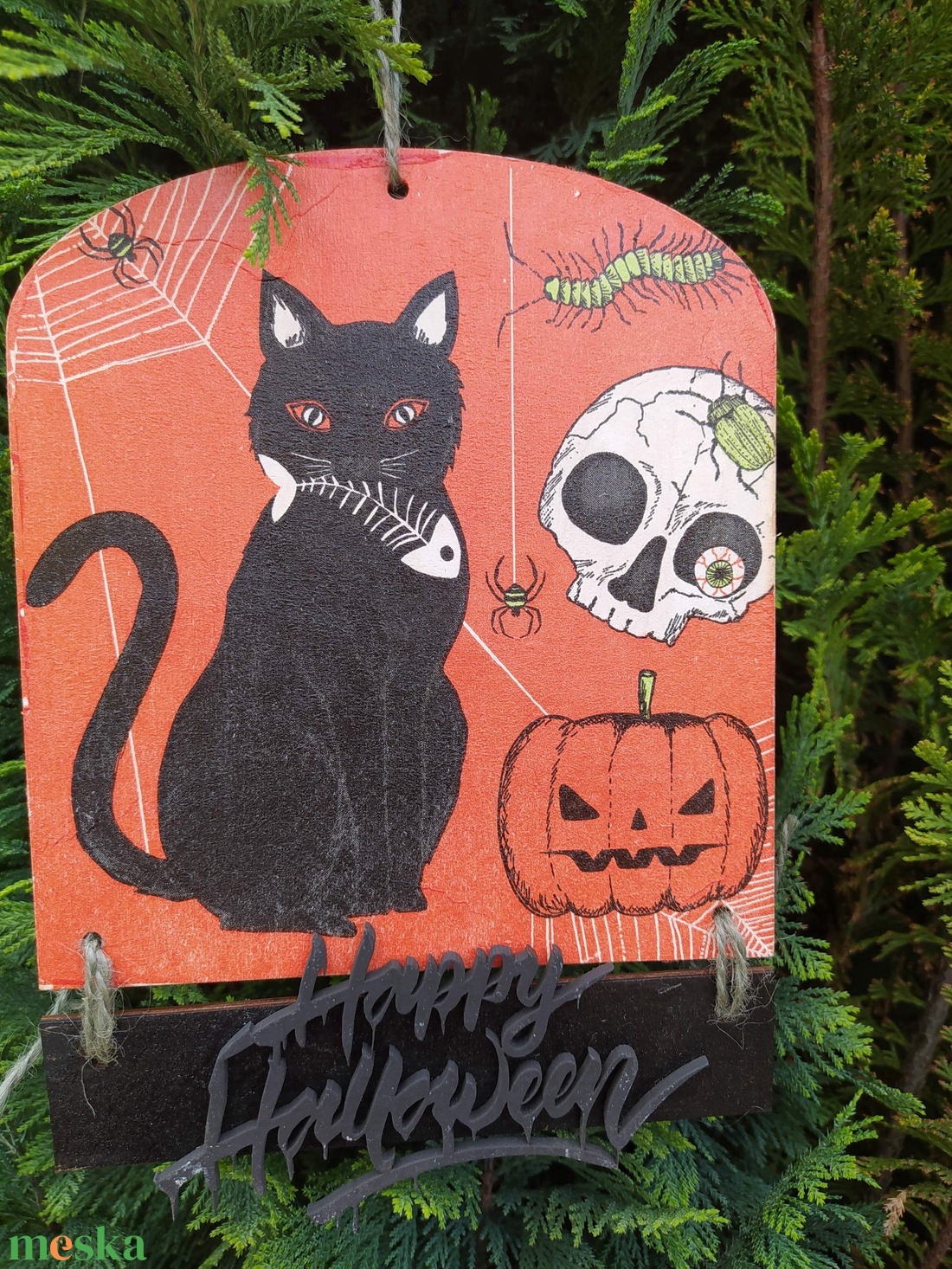 halloweeni ajtódísz- a fekete macska - otthon & életmód - dekoráció - halloween - halloweeni ajtódíszek és ablakdíszek - Meska.hu