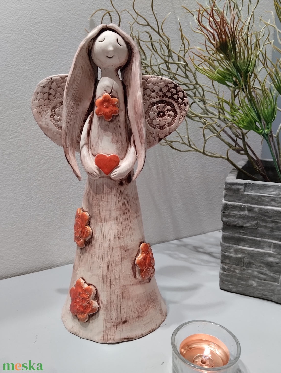 Kerámia angyal - otthon & életmód - dekoráció - dísztárgy - Meska.hu