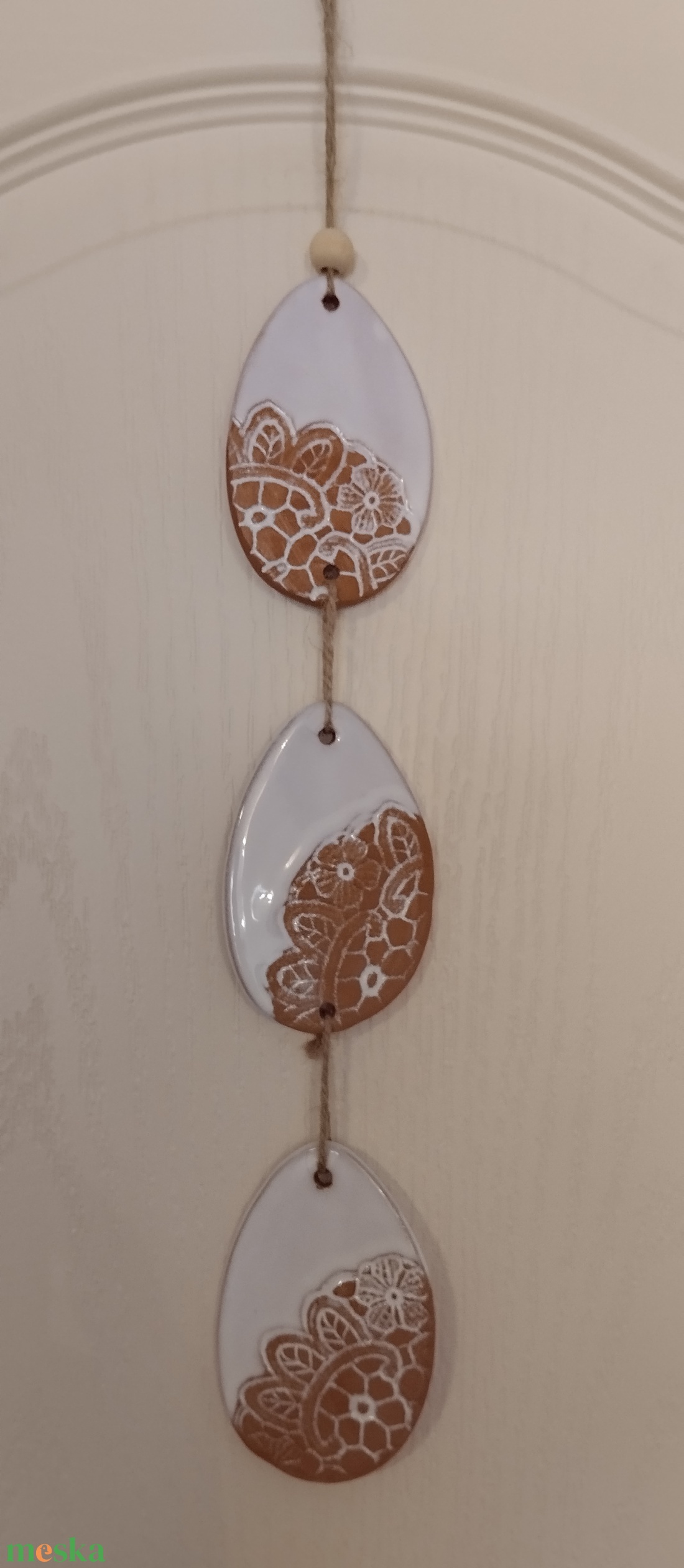 Húsvéti dísz, csipkemintás hármas  - ünnepi díszek, dekorációk - húsvéti díszek és dekorációk - húsvéti tojásfadíszek - Meska.hu