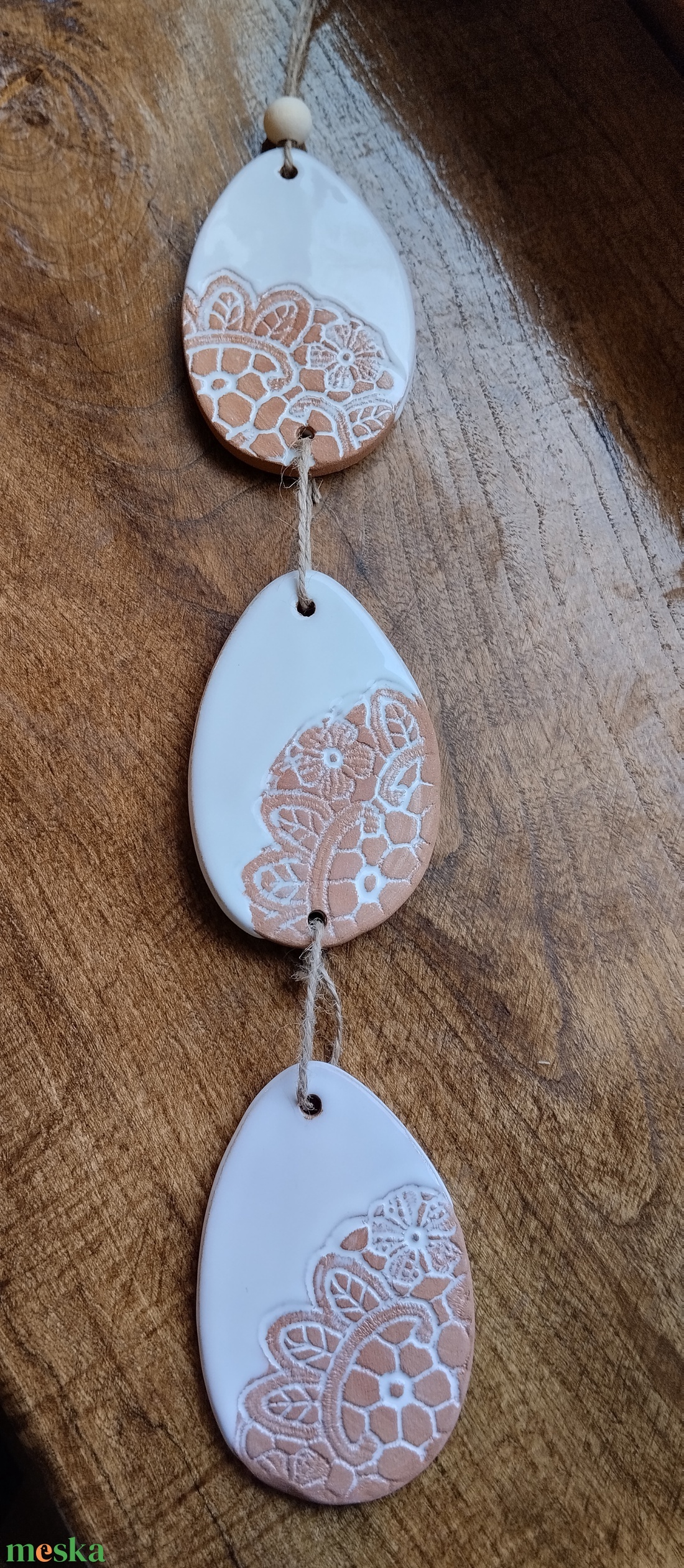 Húsvéti dísz, csipkemintás hármas  - ünnepi díszek, dekorációk - húsvéti díszek és dekorációk - húsvéti tojásfadíszek - Meska.hu