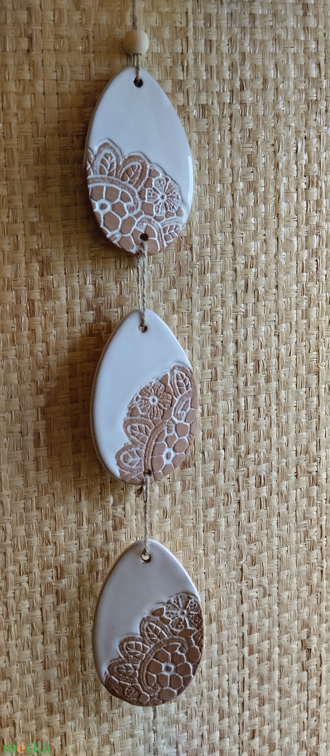 Húsvéti dísz, csipkemintás hármas  - ünnepi díszek, dekorációk - húsvéti díszek és dekorációk - húsvéti tojásfadíszek - Meska.hu