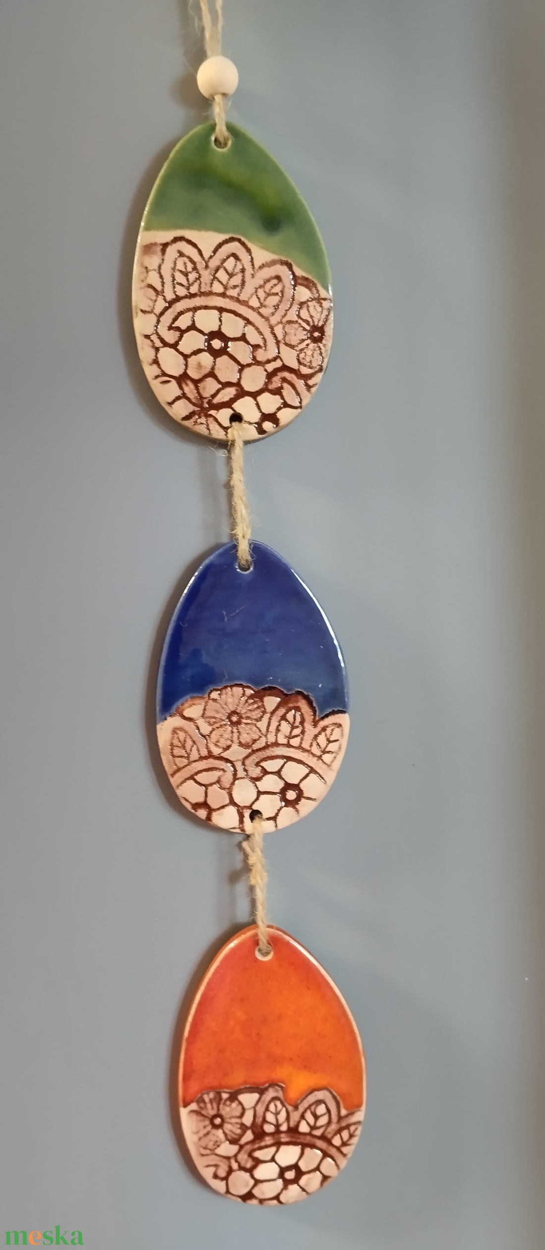 Húsvéti dísz, csipkemintás hármas  - ünnepi díszek, dekorációk - húsvéti díszek és dekorációk - húsvéti tojásfadíszek - Meska.hu